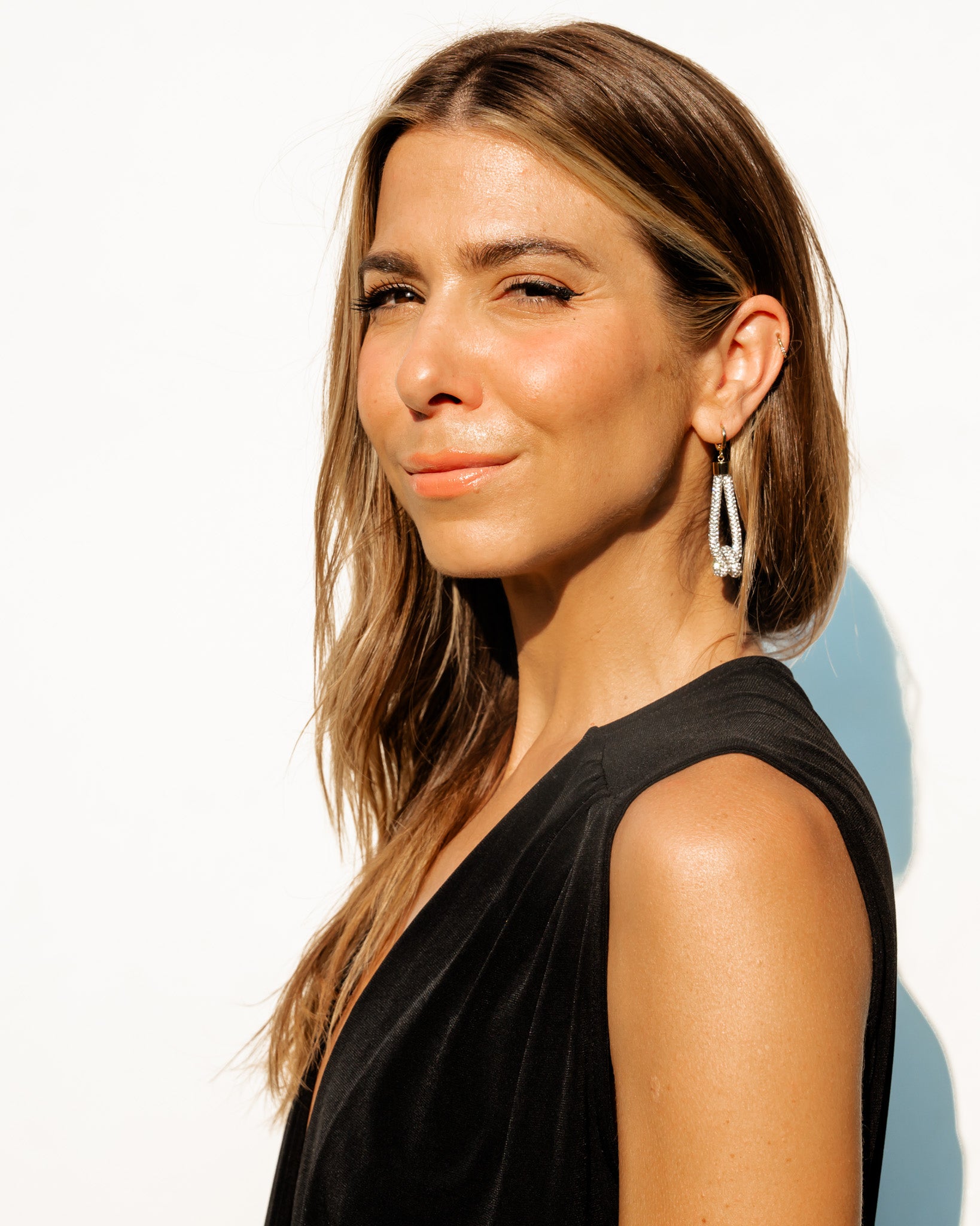 Feather Drop Earrings - Crystal