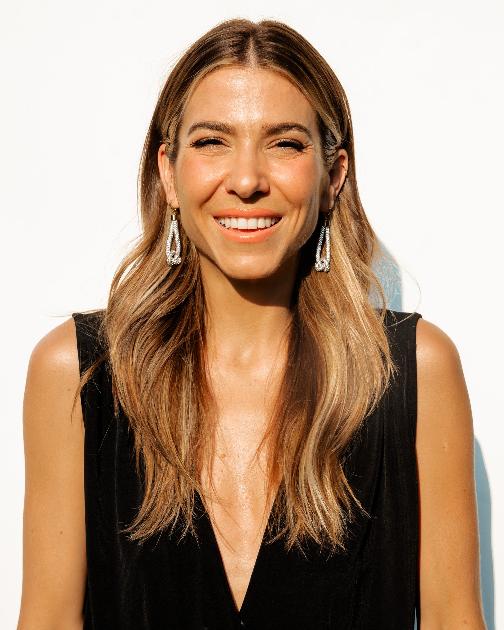 Feather Drop Earrings - Crystal