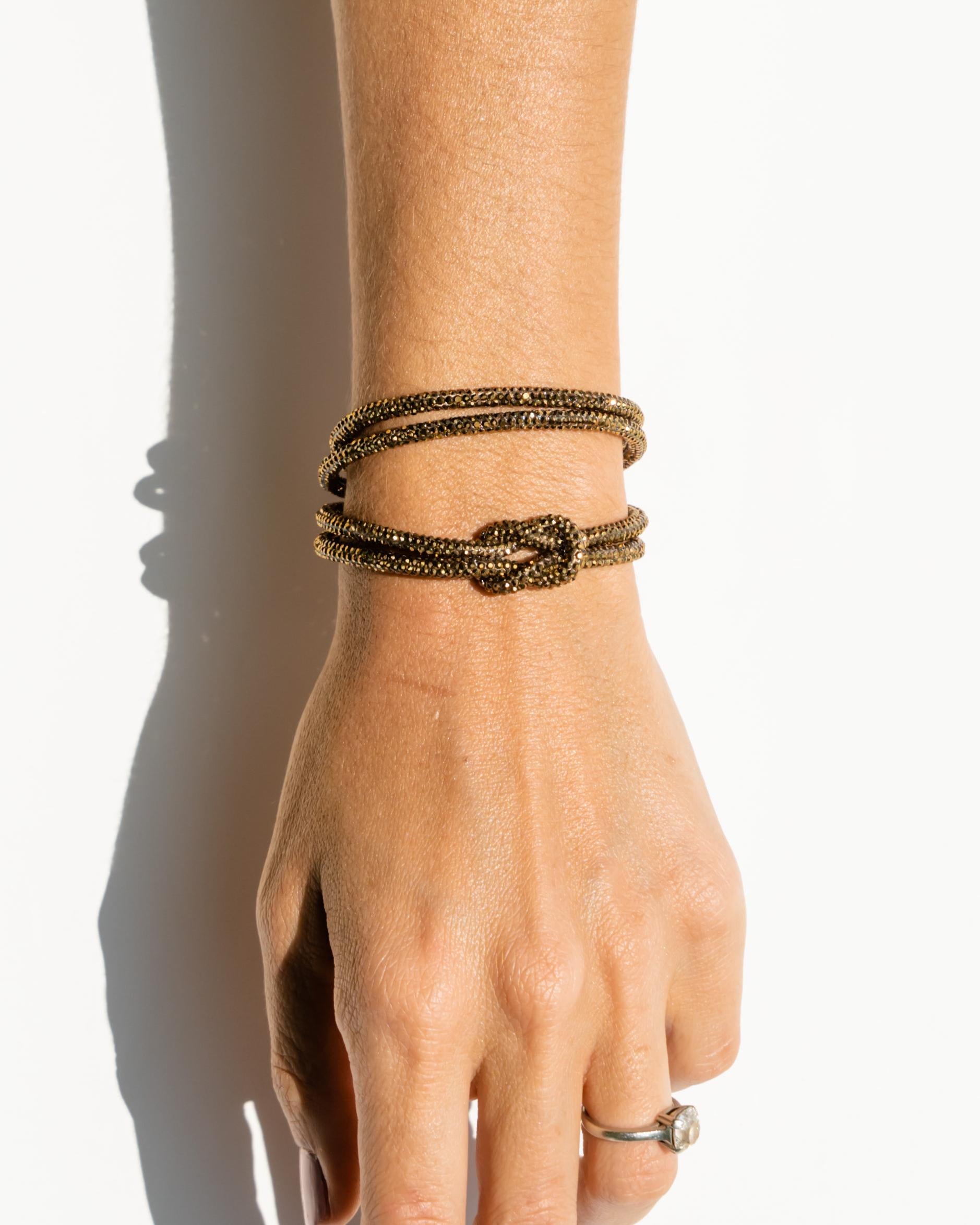 Crystal Knot Bracelet Set -Antique Gold