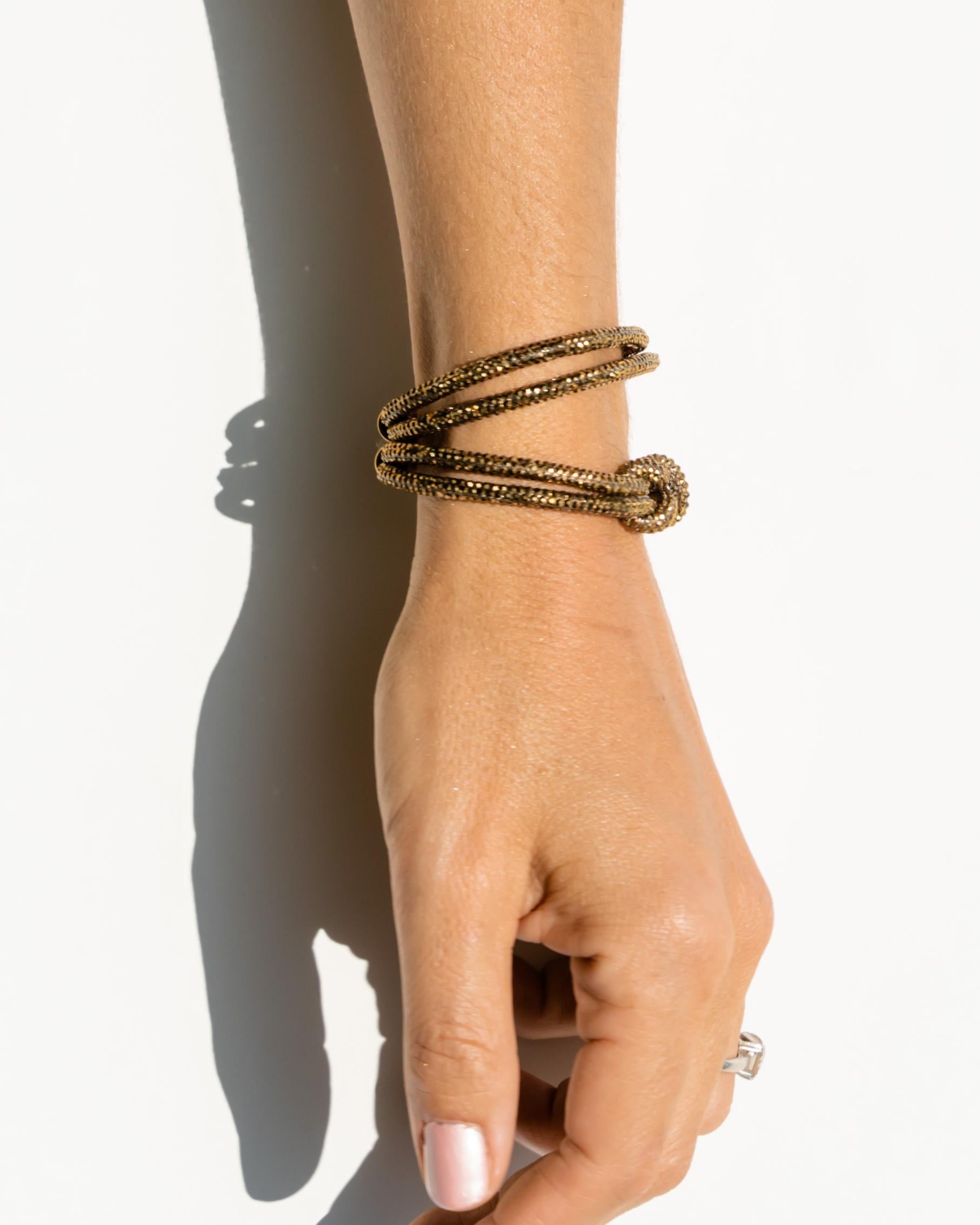 Crystal Knot Bracelet Set -Antique Gold