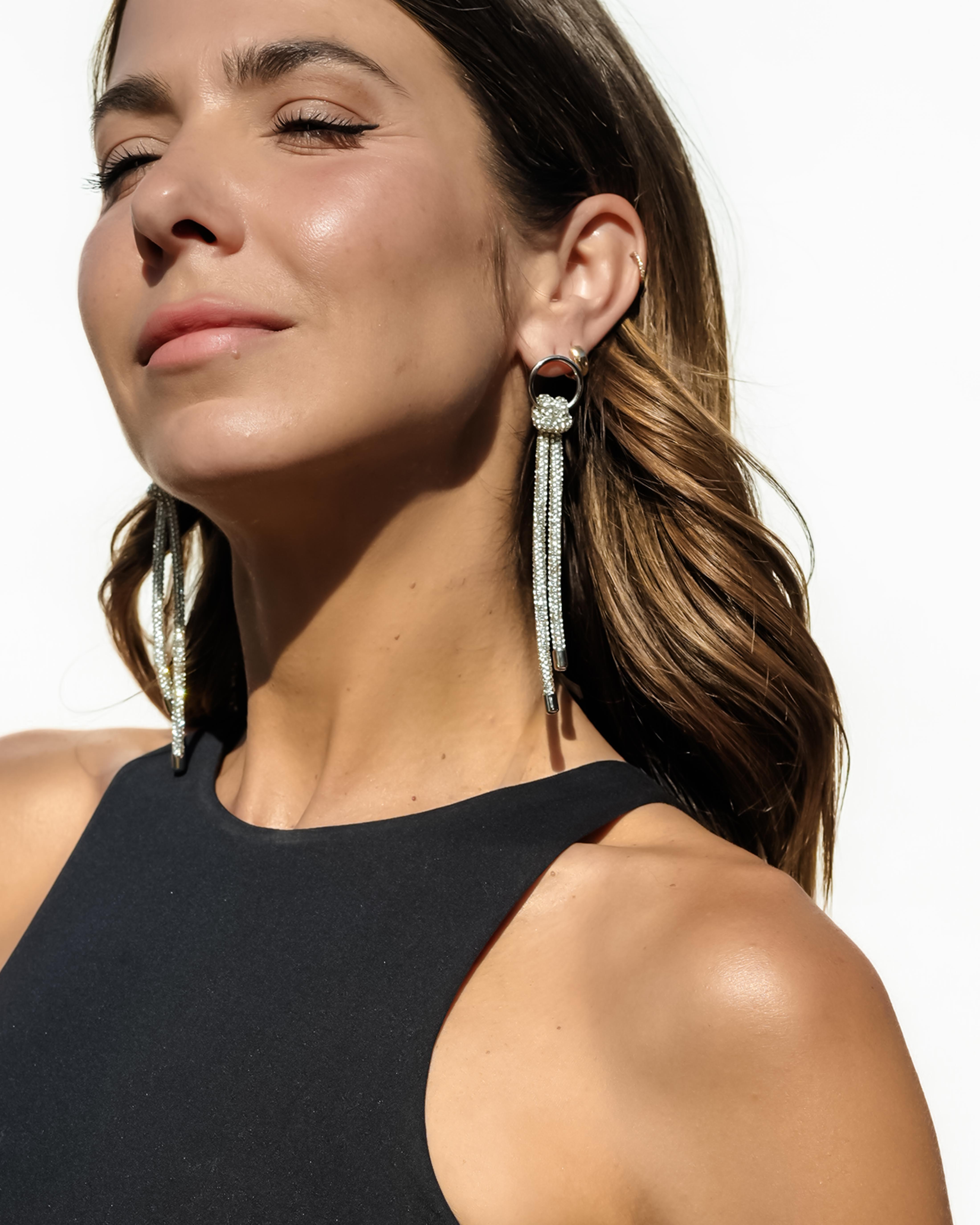 Fringe Drop Earrings - Crystal