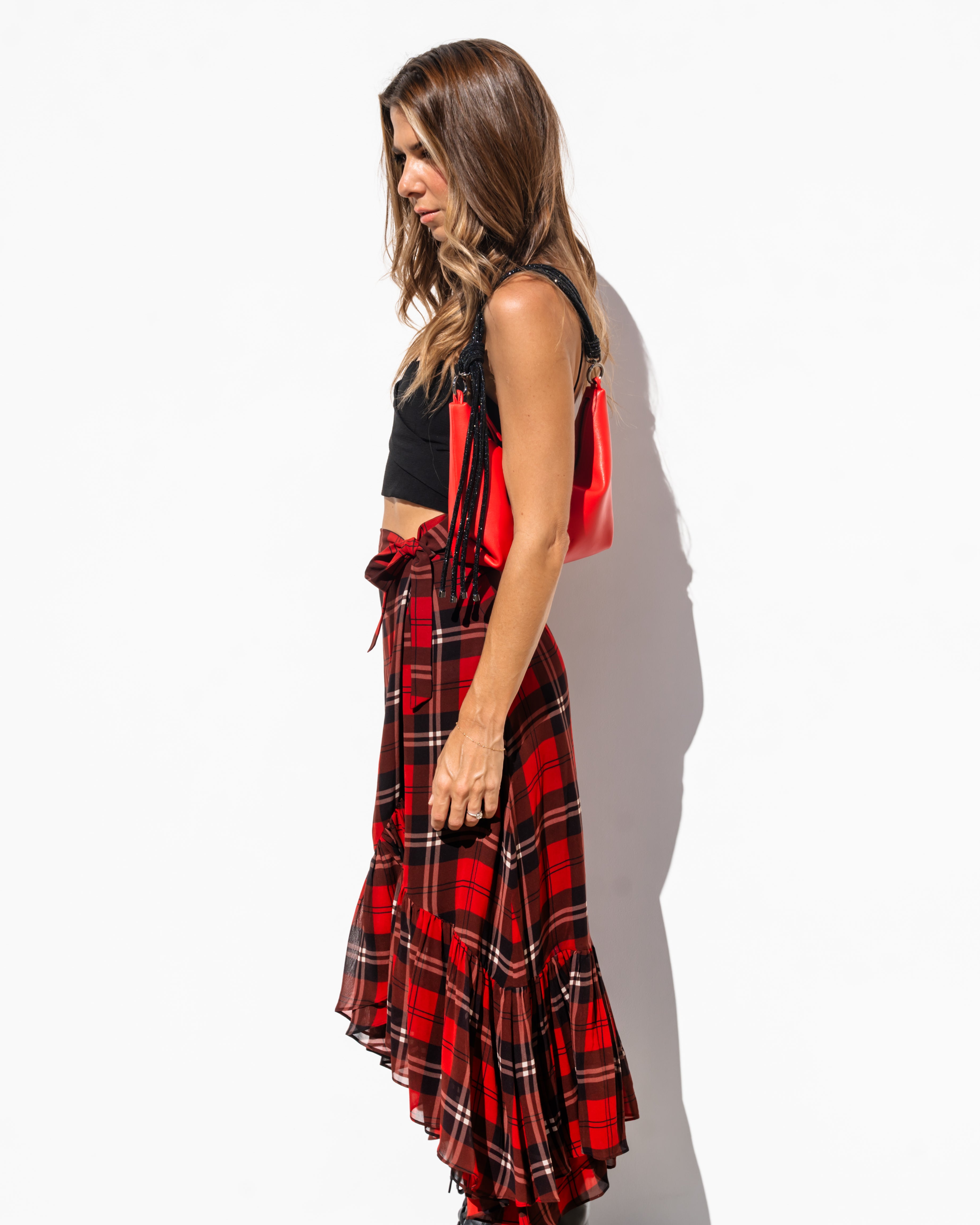 Hezi Leather Shoulder Bag - Scarlet