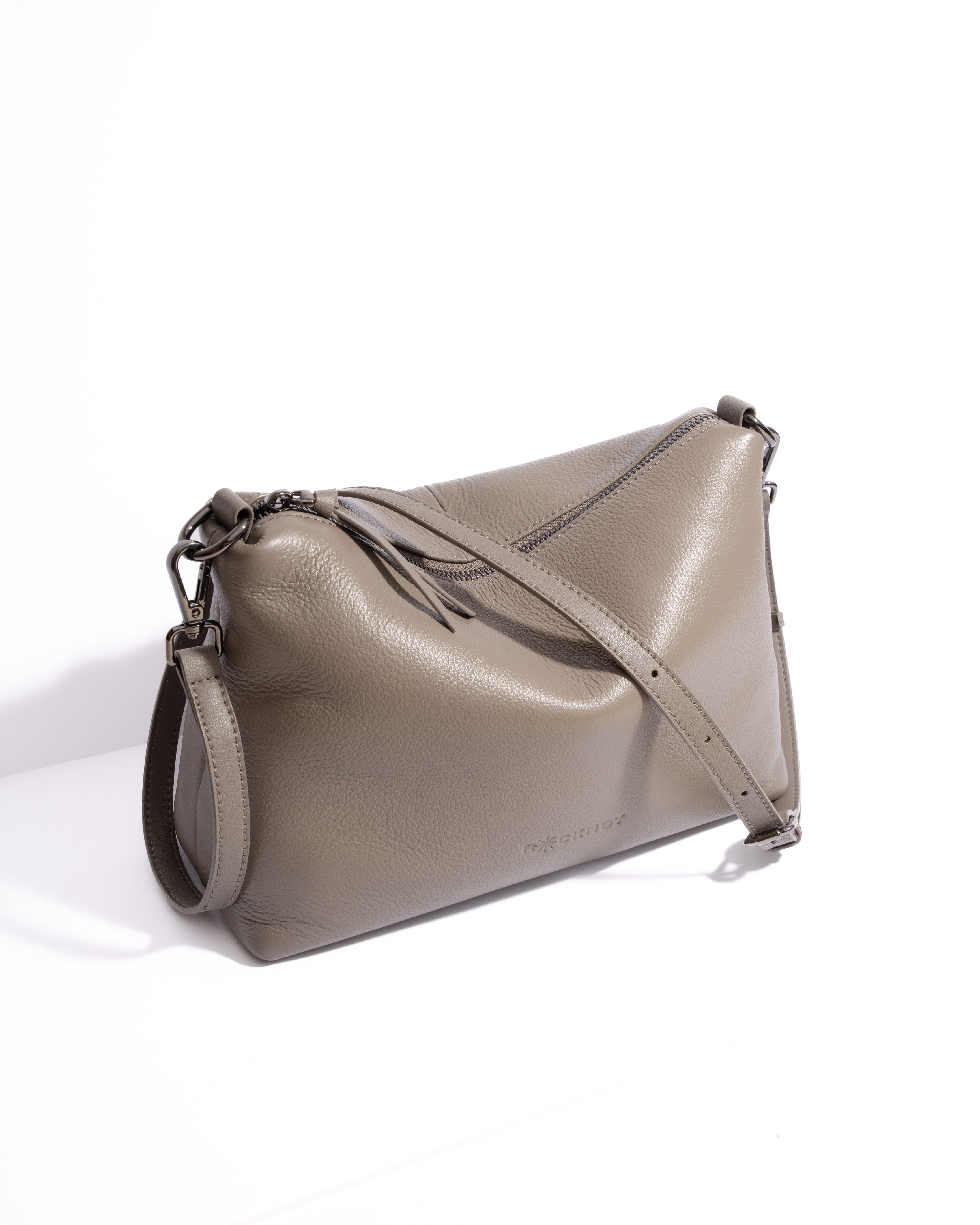 Daniella Large Leather Bag - Grey