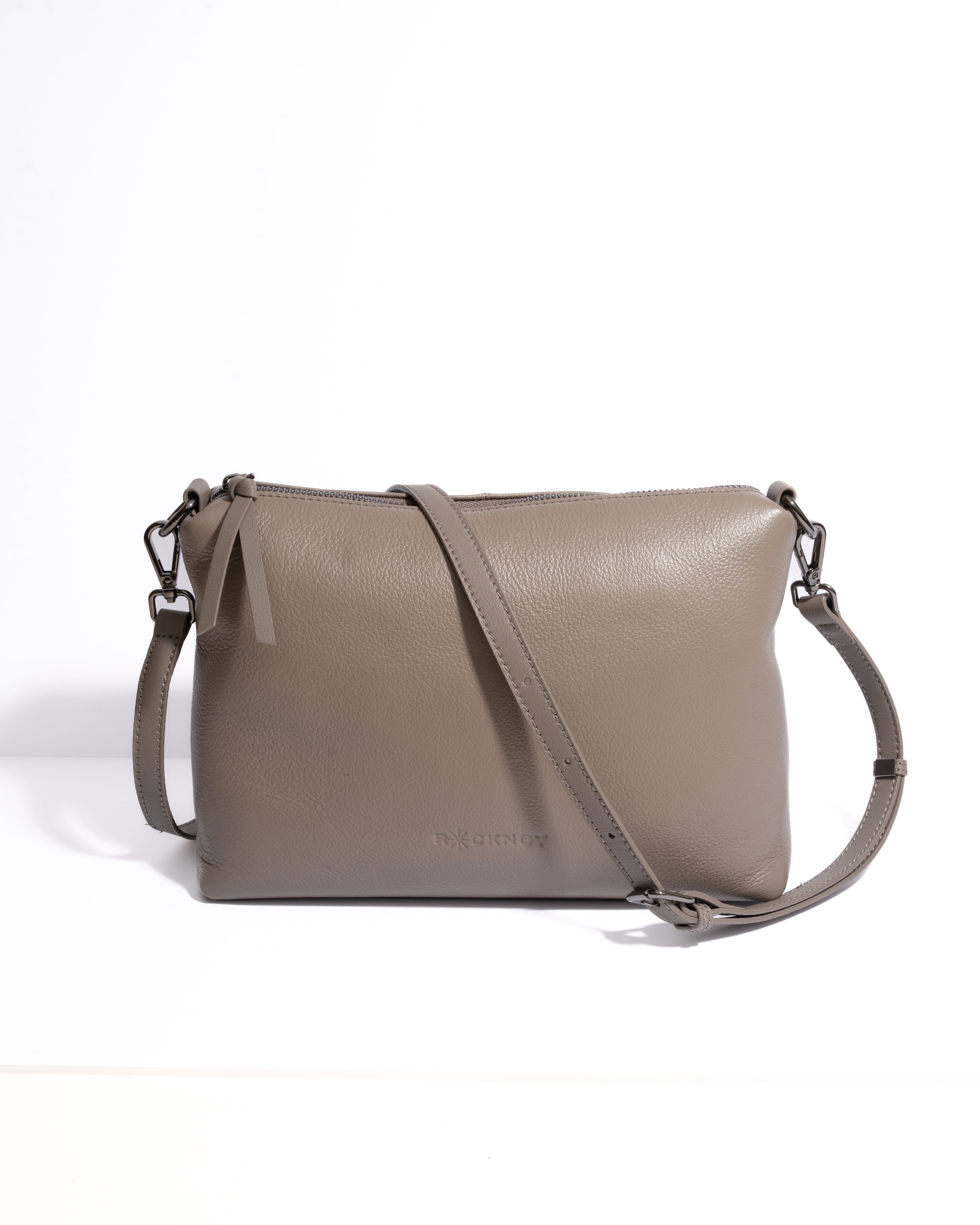 Daniella Large Leather Bag - Grey