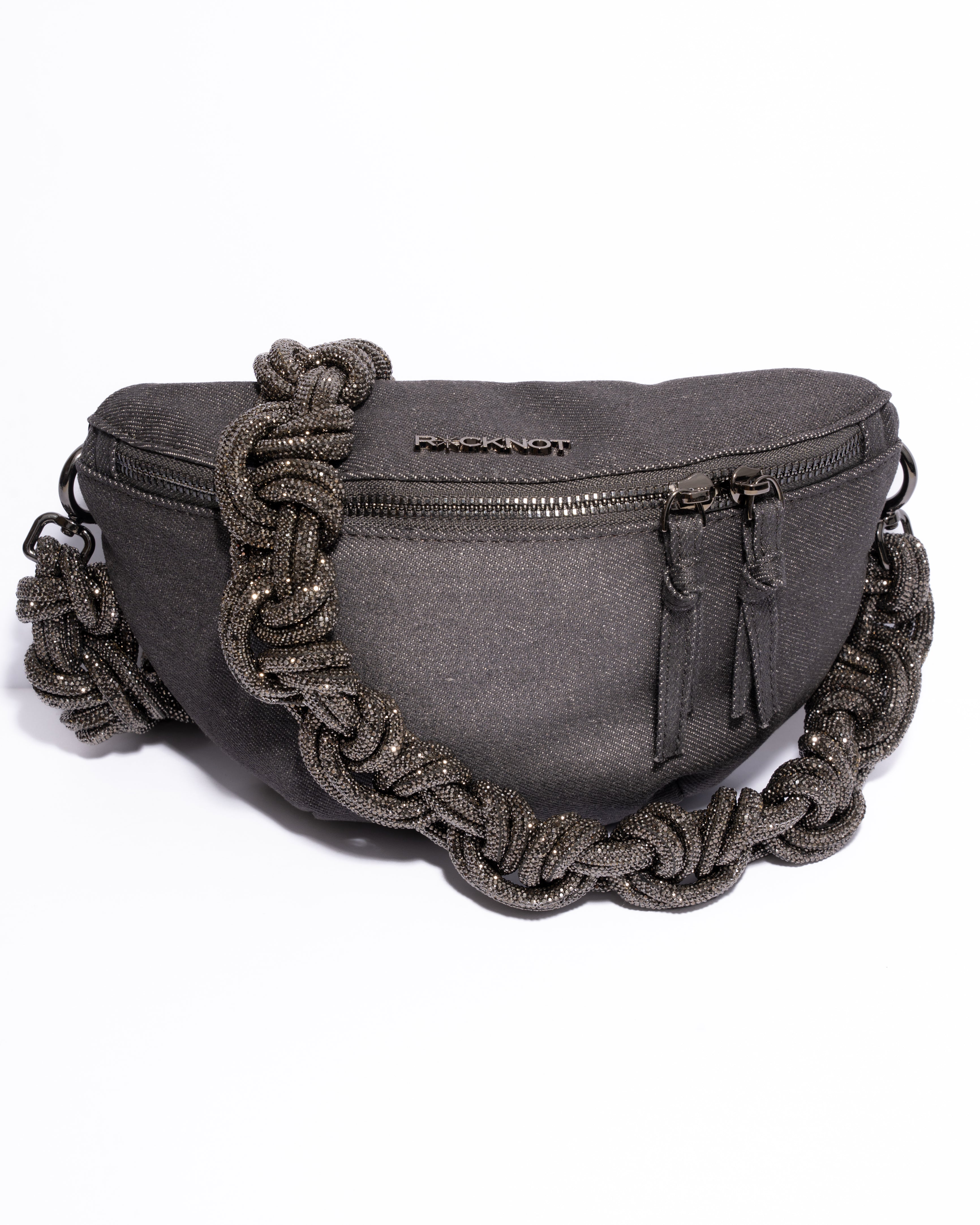 CHARCOAL DENIM BELT BAG + MAGNUM CROWN STRAP - Gunmetal