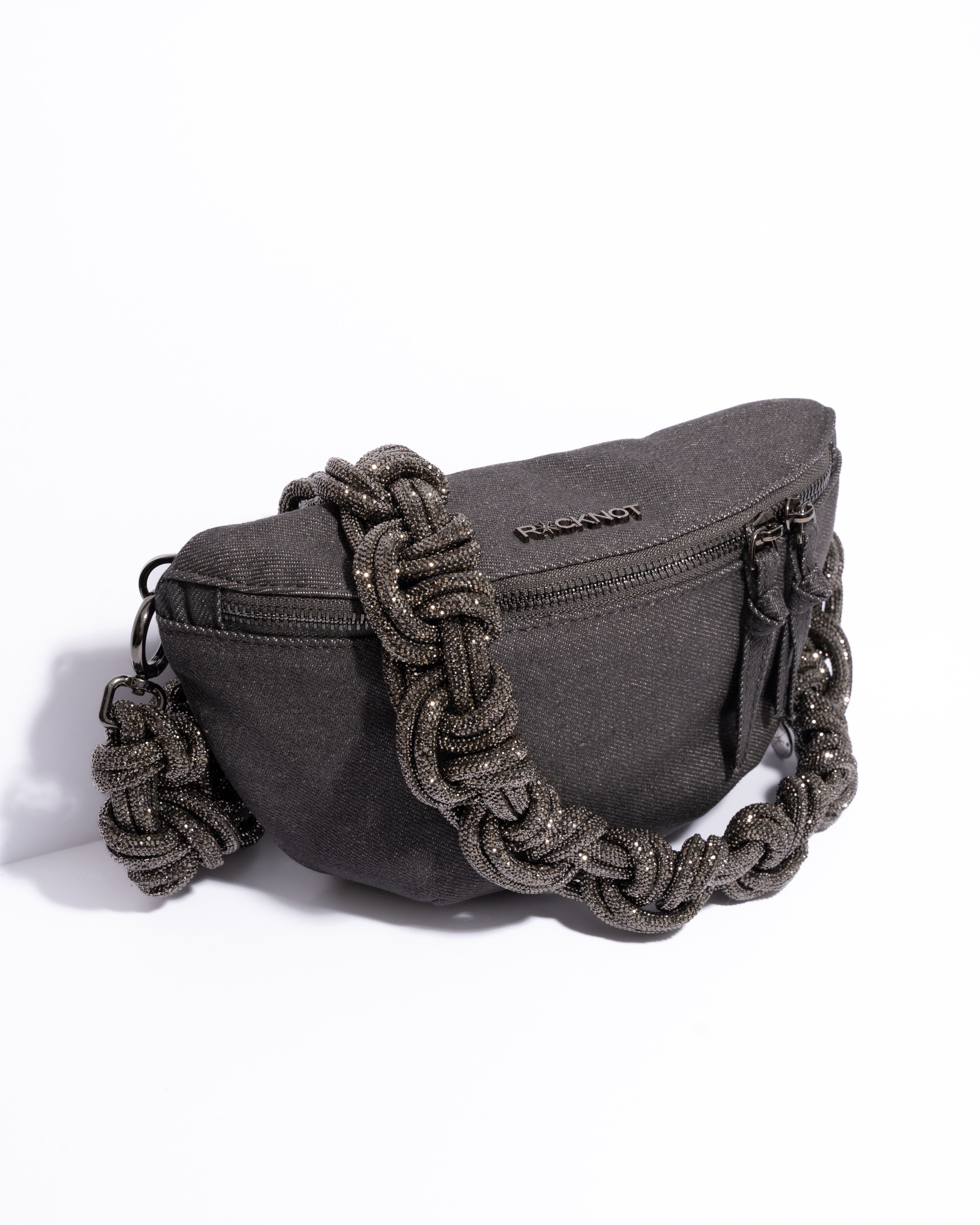 CHARCOAL DENIM BELT BAG + MAGNUM CROWN STRAP - Gunmetal