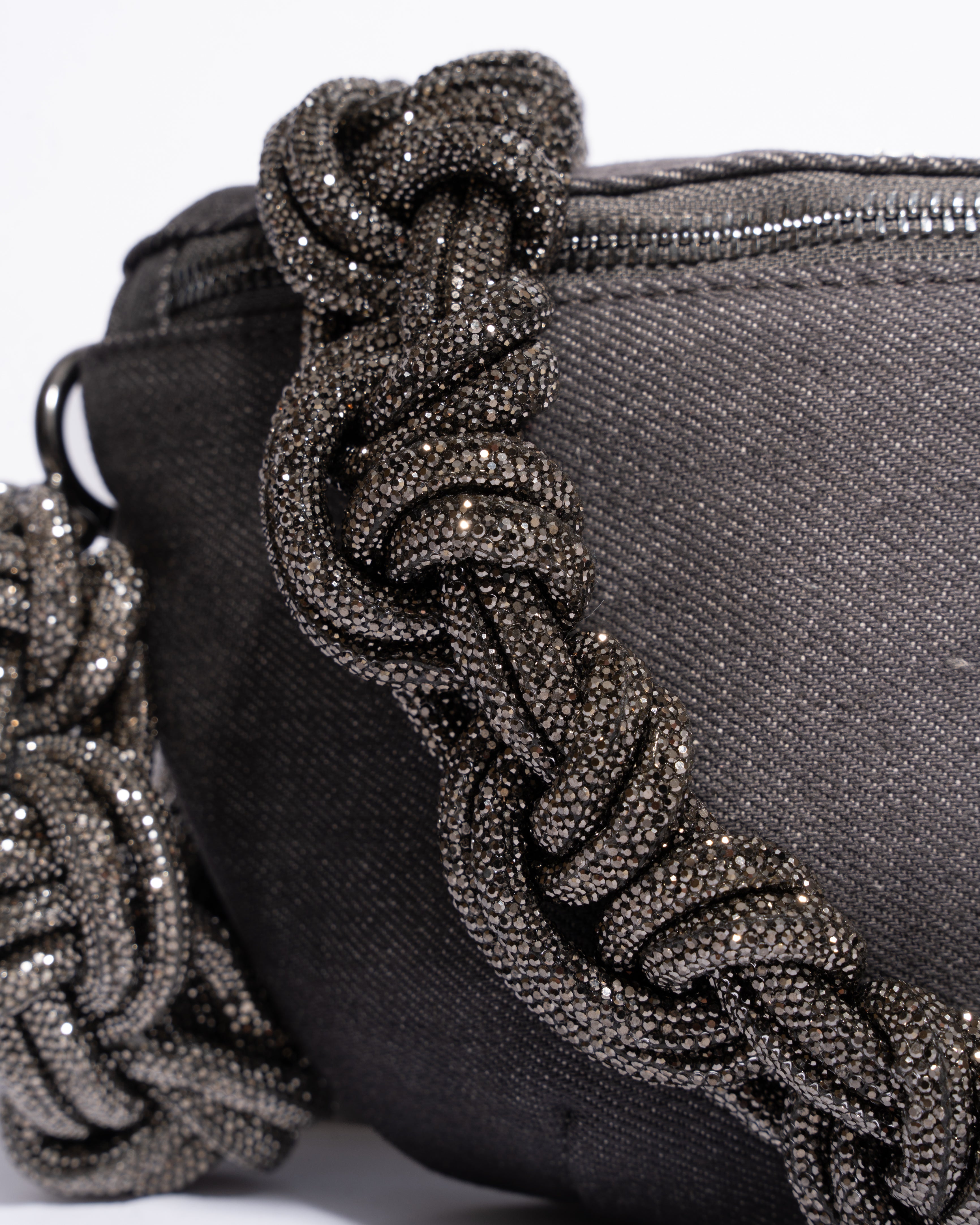 CHARCOAL DENIM BELT BAG + MAGNUM CROWN STRAP - Gunmetal
