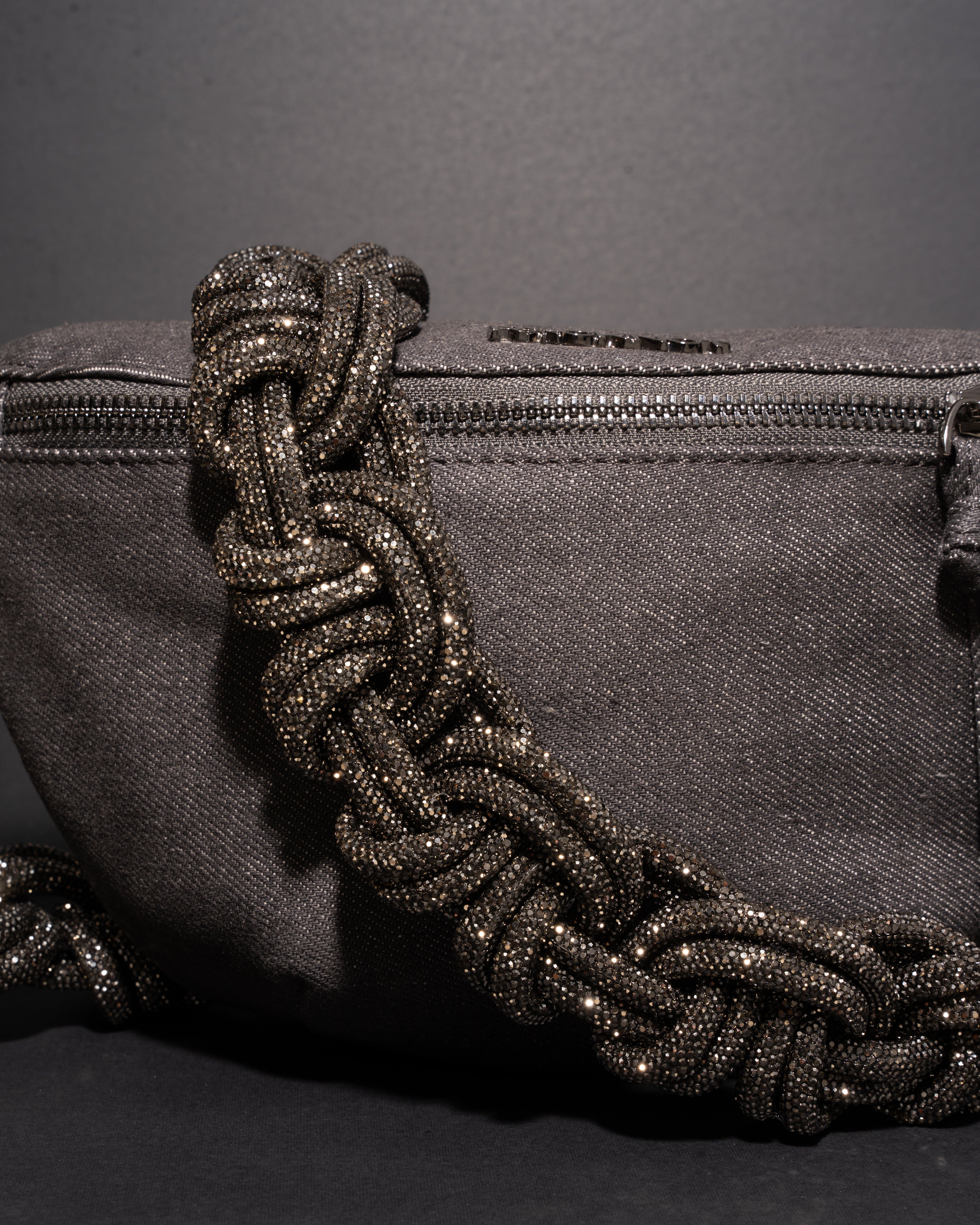 CHARCOAL DENIM BELT BAG + MAGNUM CROWN STRAP - Gunmetal