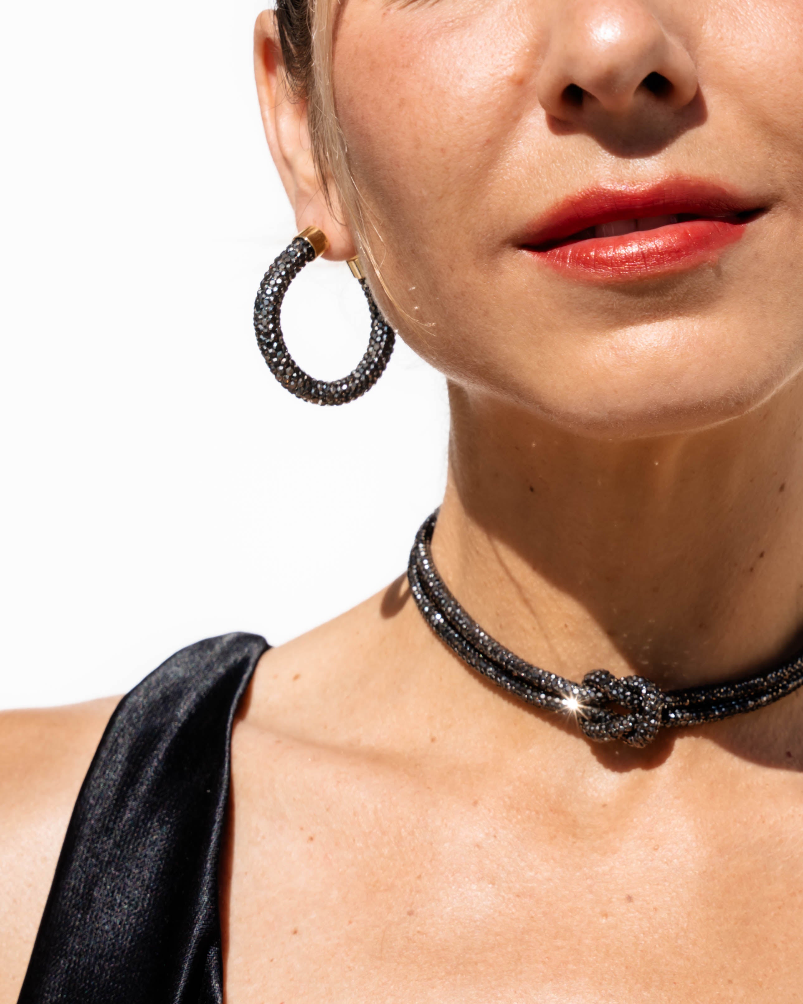 Crystal Knot Choker / Necklace - Gunmetal
