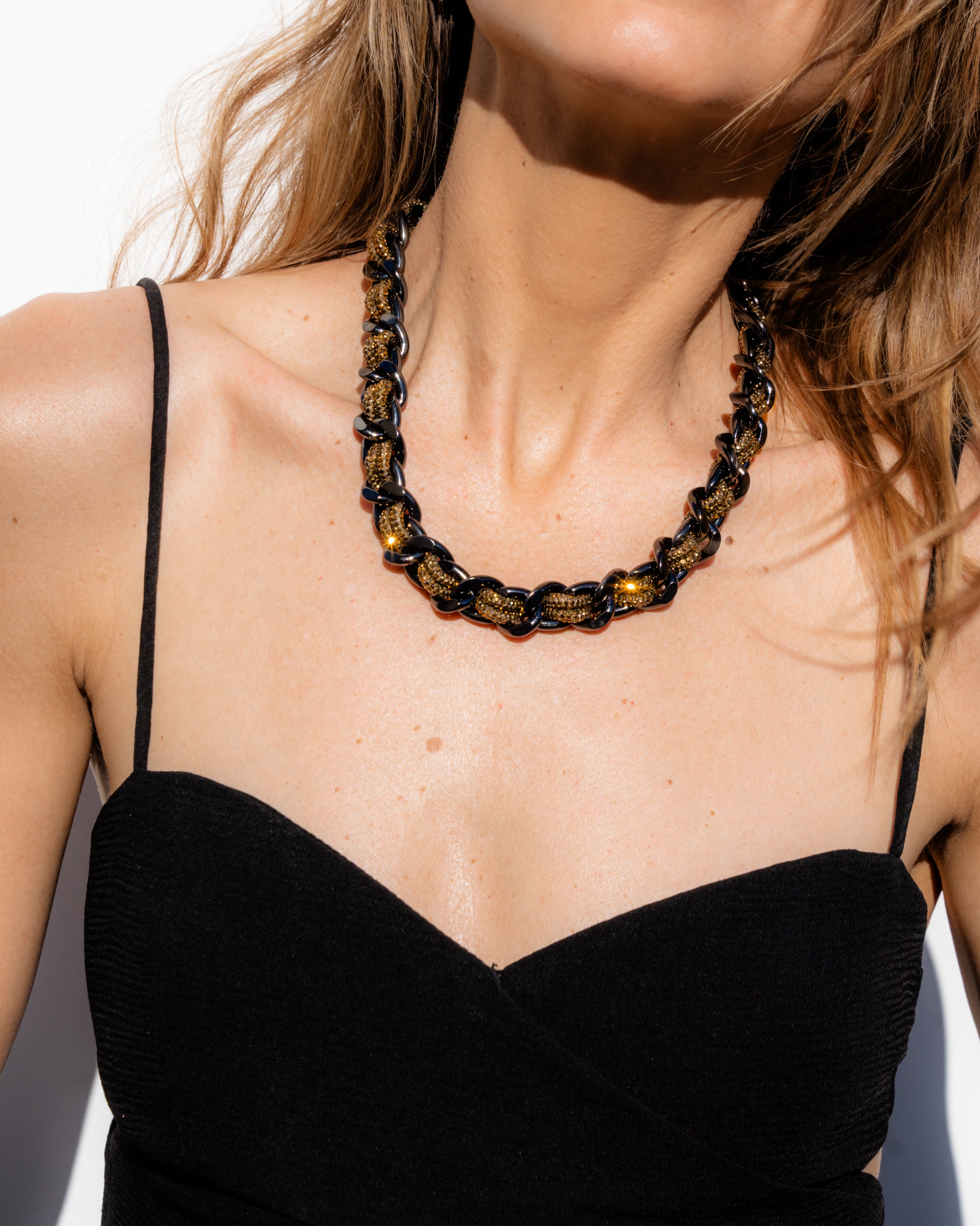 LINK STRAP / NECKLACE - Petite Gunmetal / Antique Gold