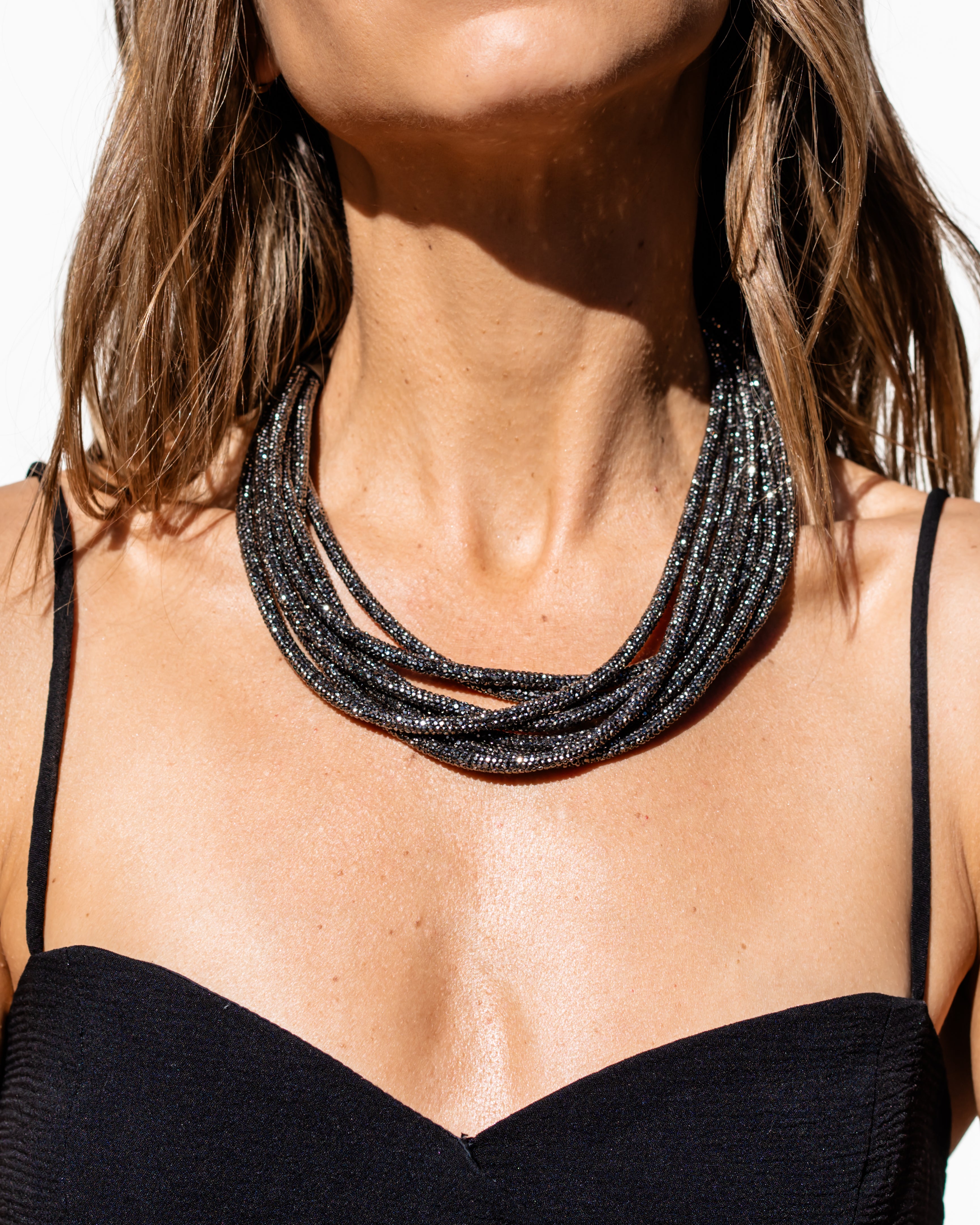 4 in 1 Multi Strand Necklace - Gunmetal
