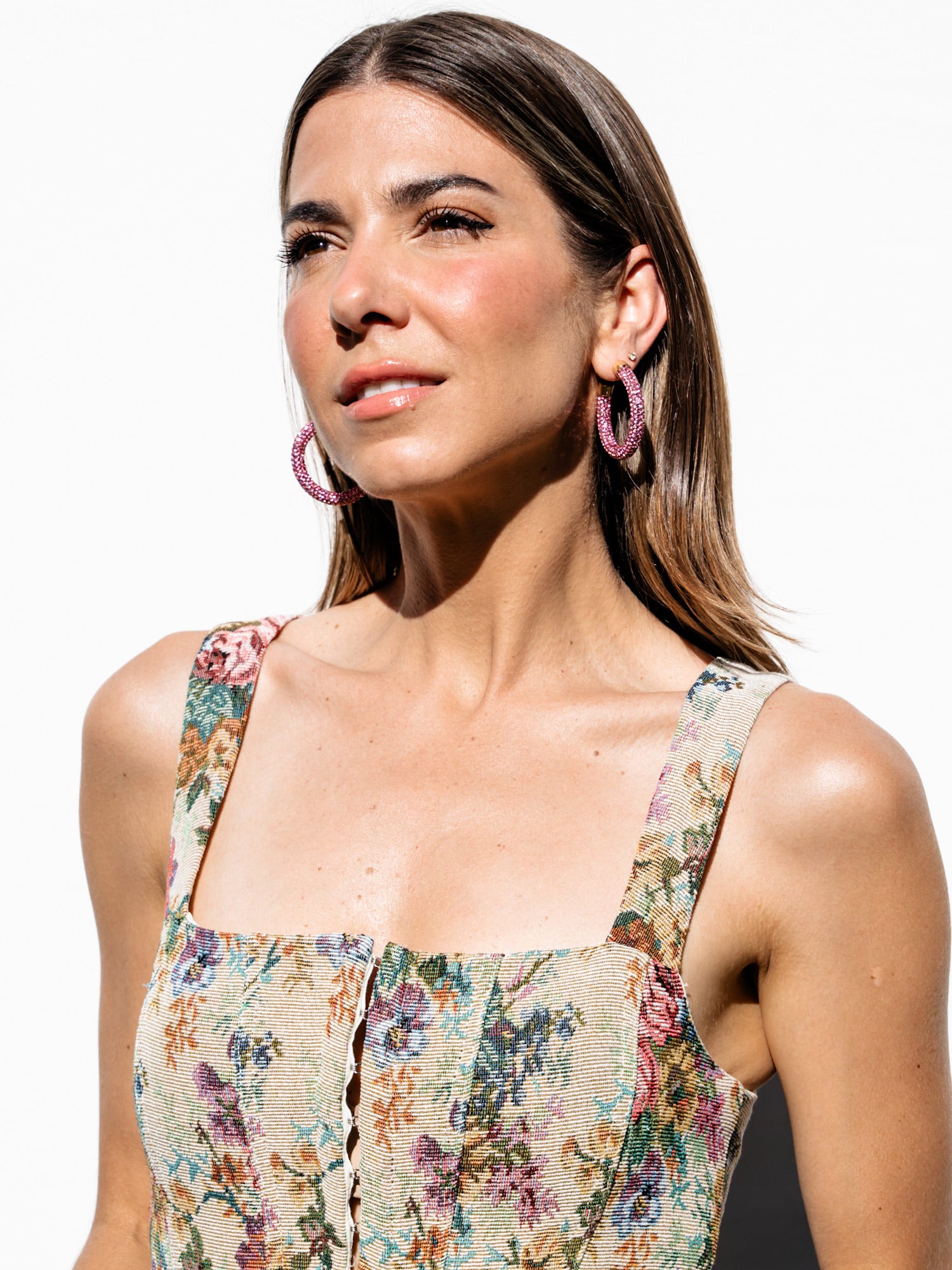 Liz Medium Hoops in Baby Pink main image 0