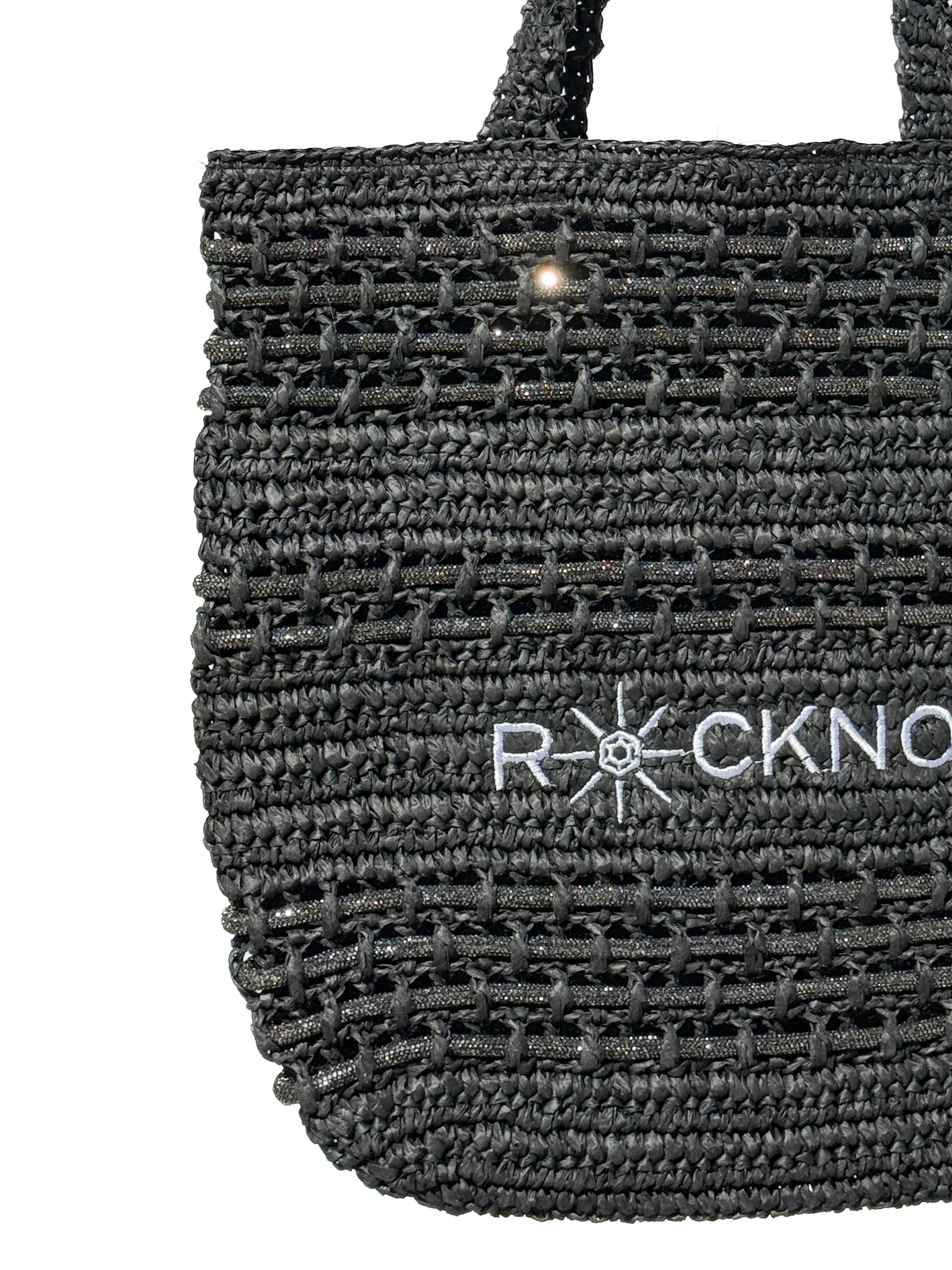 Zuma Straw Tote - Black / Gunmetal (SAMPLE SALE / FINAL SALE)
