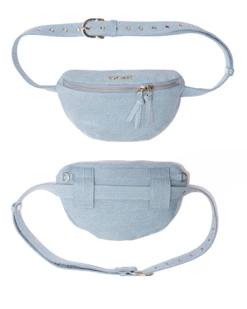 DENIM BELT BAG + LACE STRAP - Crystal
