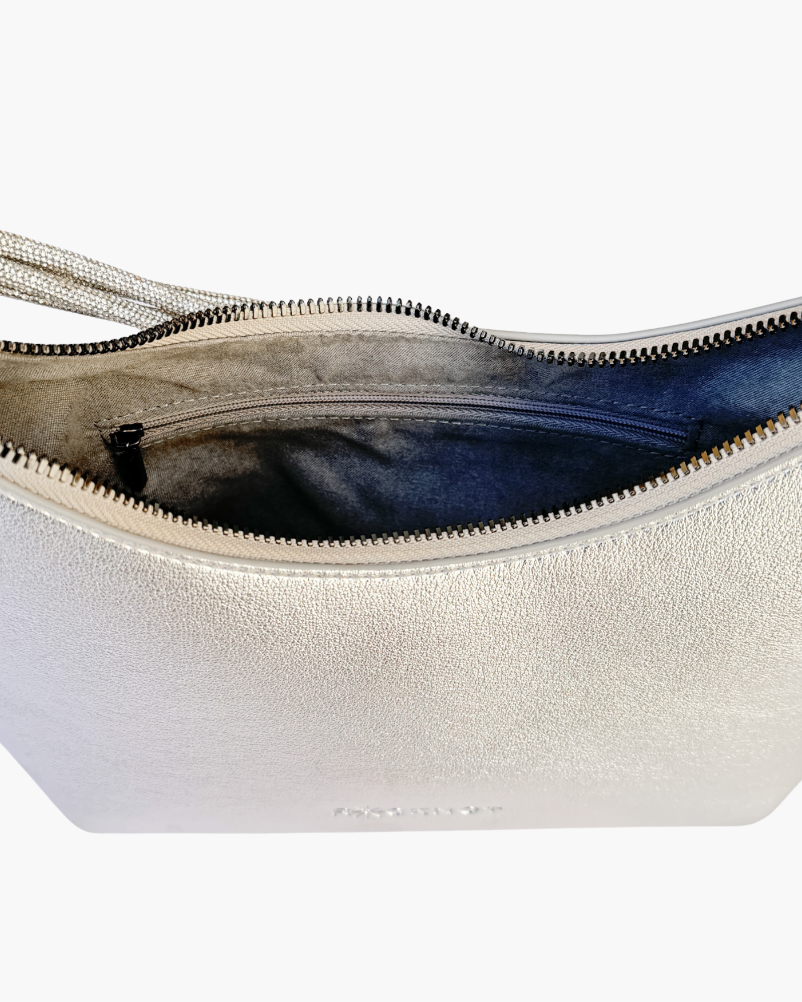 Hezi Leather Shoulder Bag - Metallic Silver