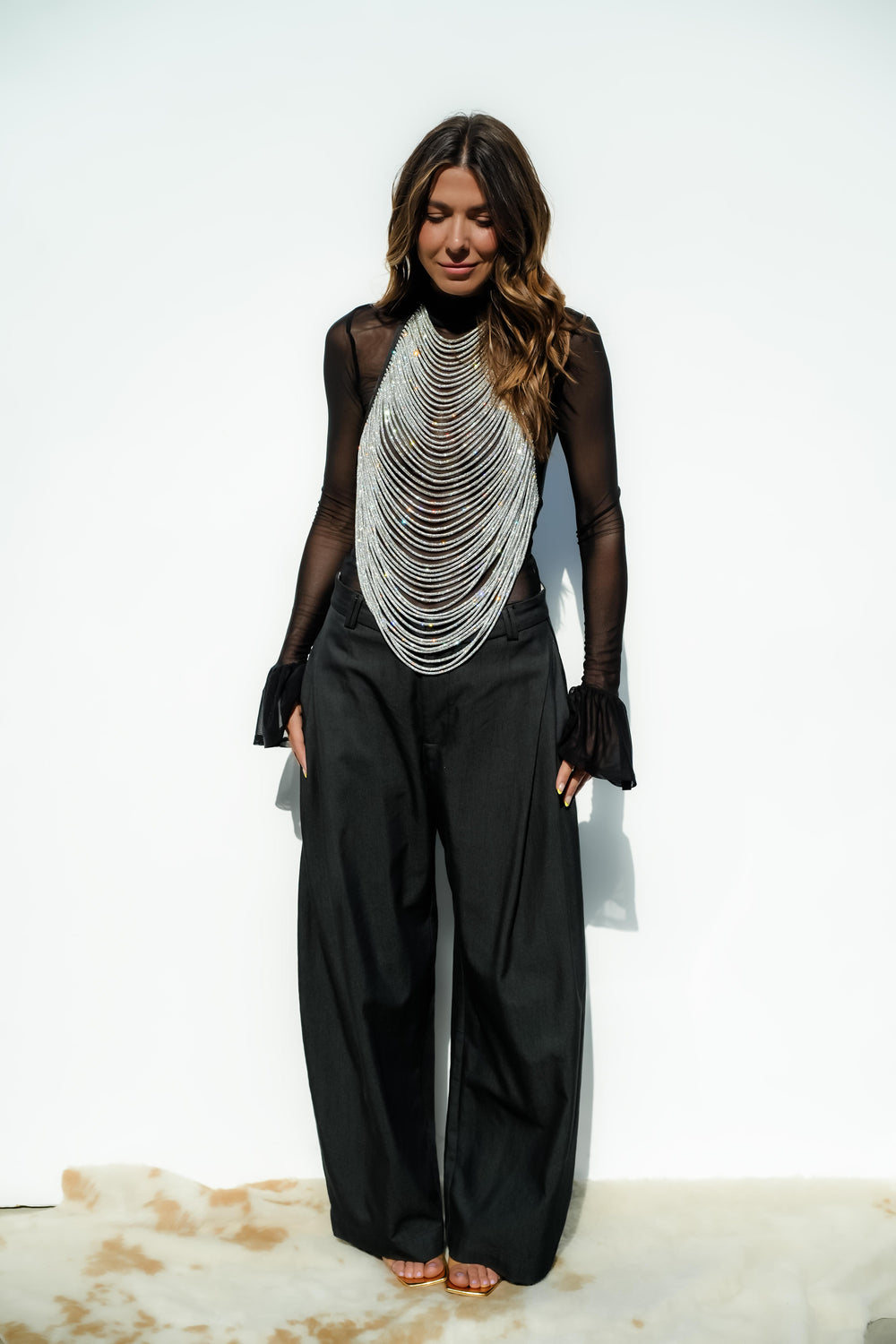 Gali Chain Top - Crystal / Black