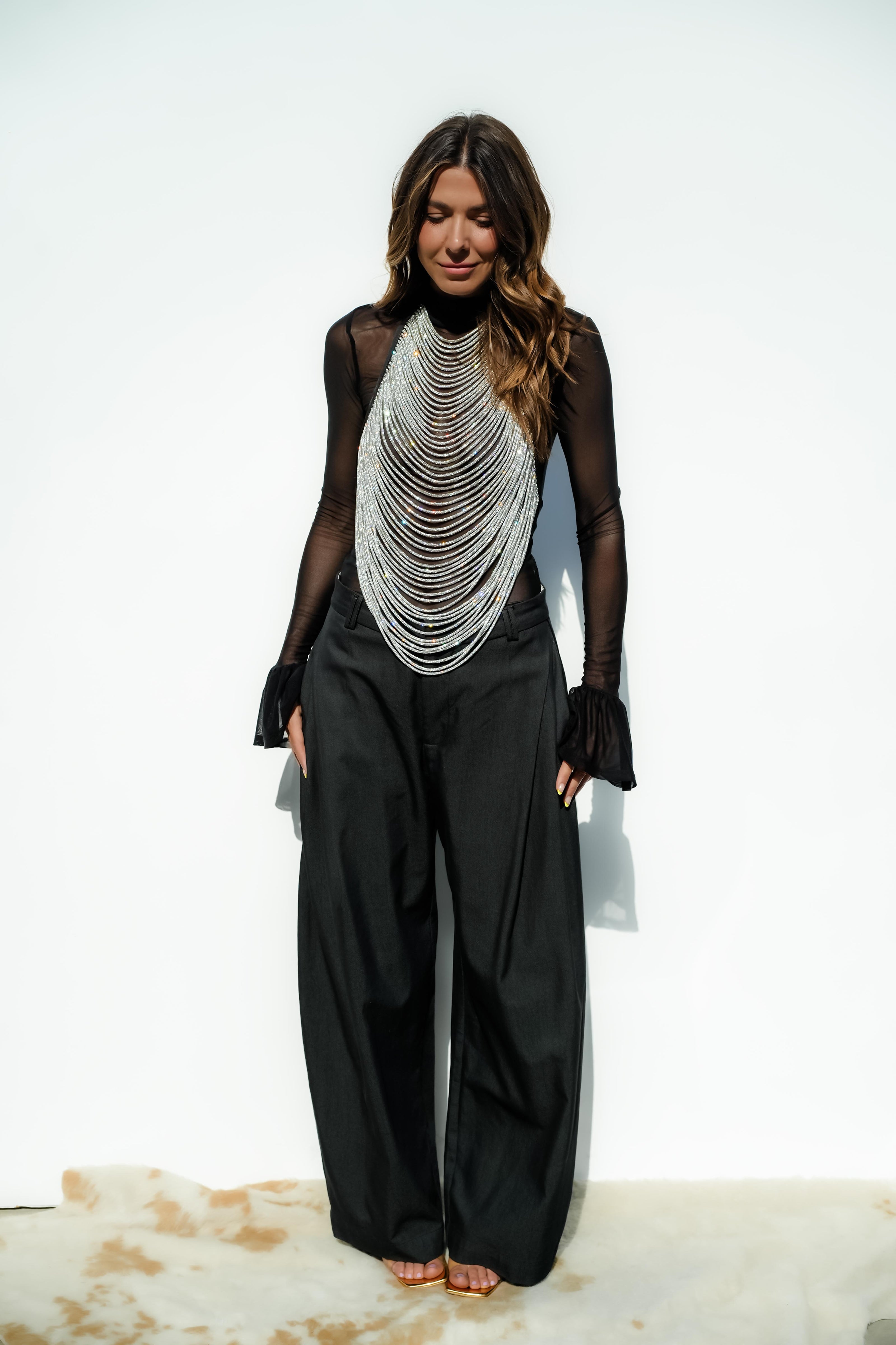 Gali Chain Top - Crystal / Black