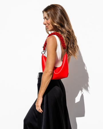 Hezi Leather Shoulder Bag - Scarlet