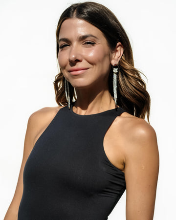 Fringe Drop Earrings - Crystal