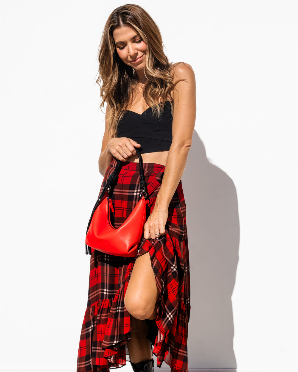 Hezi Leather Shoulder Bag - Scarlet
