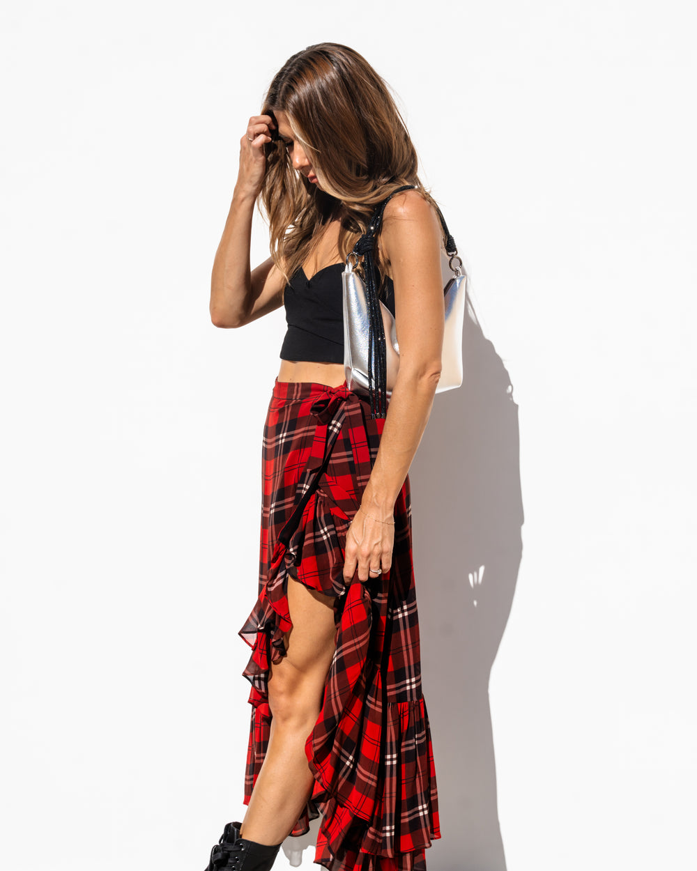 Hezi Leather Shoulder Bag - Metallic Silver