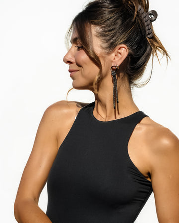 Fringe Drop Earrings - Gunmetal