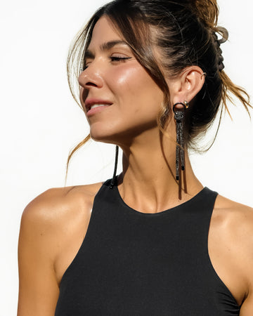 Fringe Drop Earrings - Gunmetal