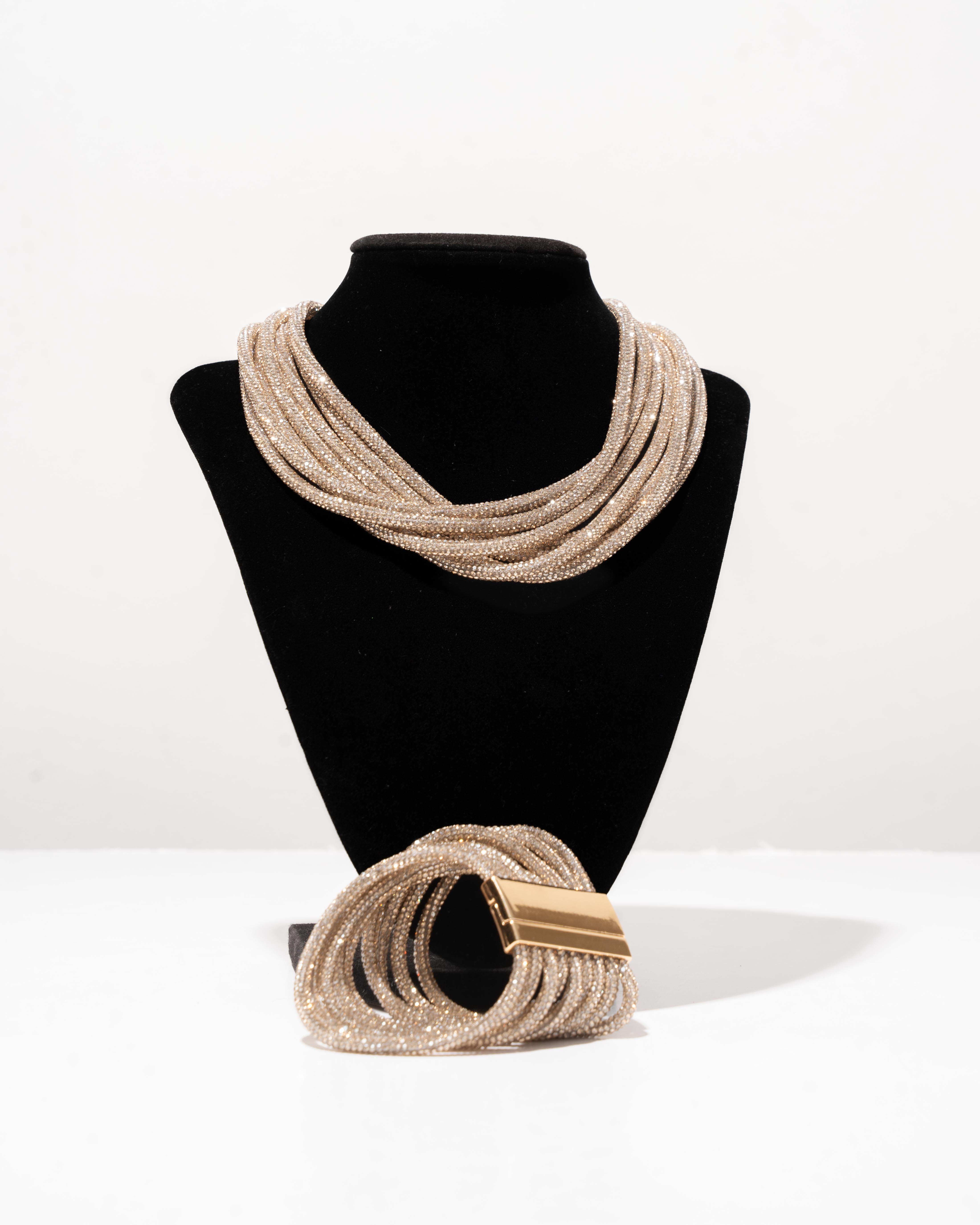 Multi Strand Cuff Bracelet - Champagne Bubbles