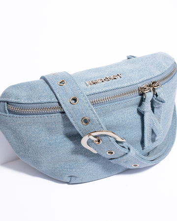 DENIM BELT BAG + LACE STRAP - Crystal