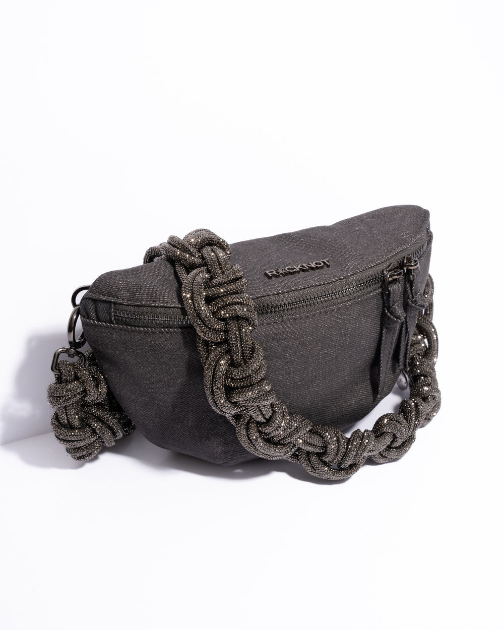 CHARCOAL DENIM BELT BAG + MAGNUM CROWN STRAP - Gunmetal