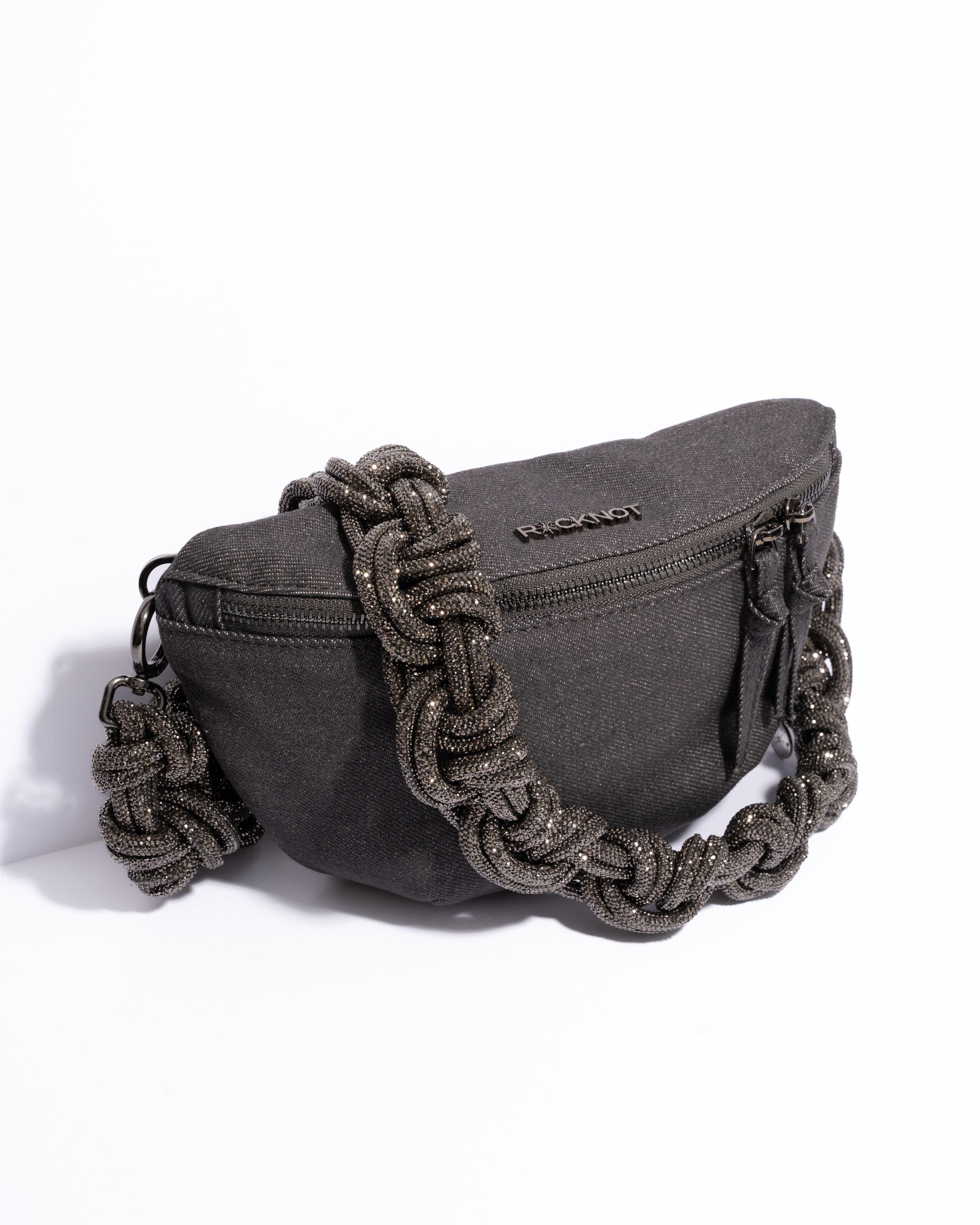 CHARCOAL DENIM BELT BAG + MAGNUM CROWN STRAP - Gunmetal
