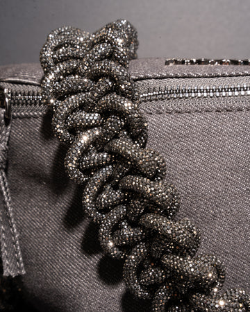 CHARCOAL DENIM BELT BAG + LACE STRAP - Gunmetal