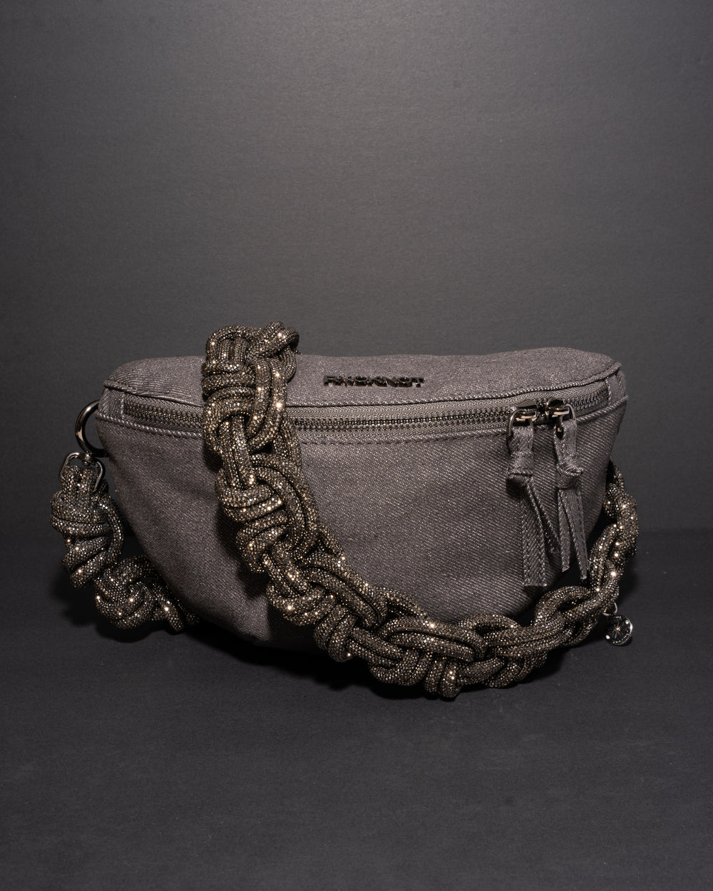 CHARCOAL DENIM BELT BAG + MAGNUM CROWN STRAP - Gunmetal