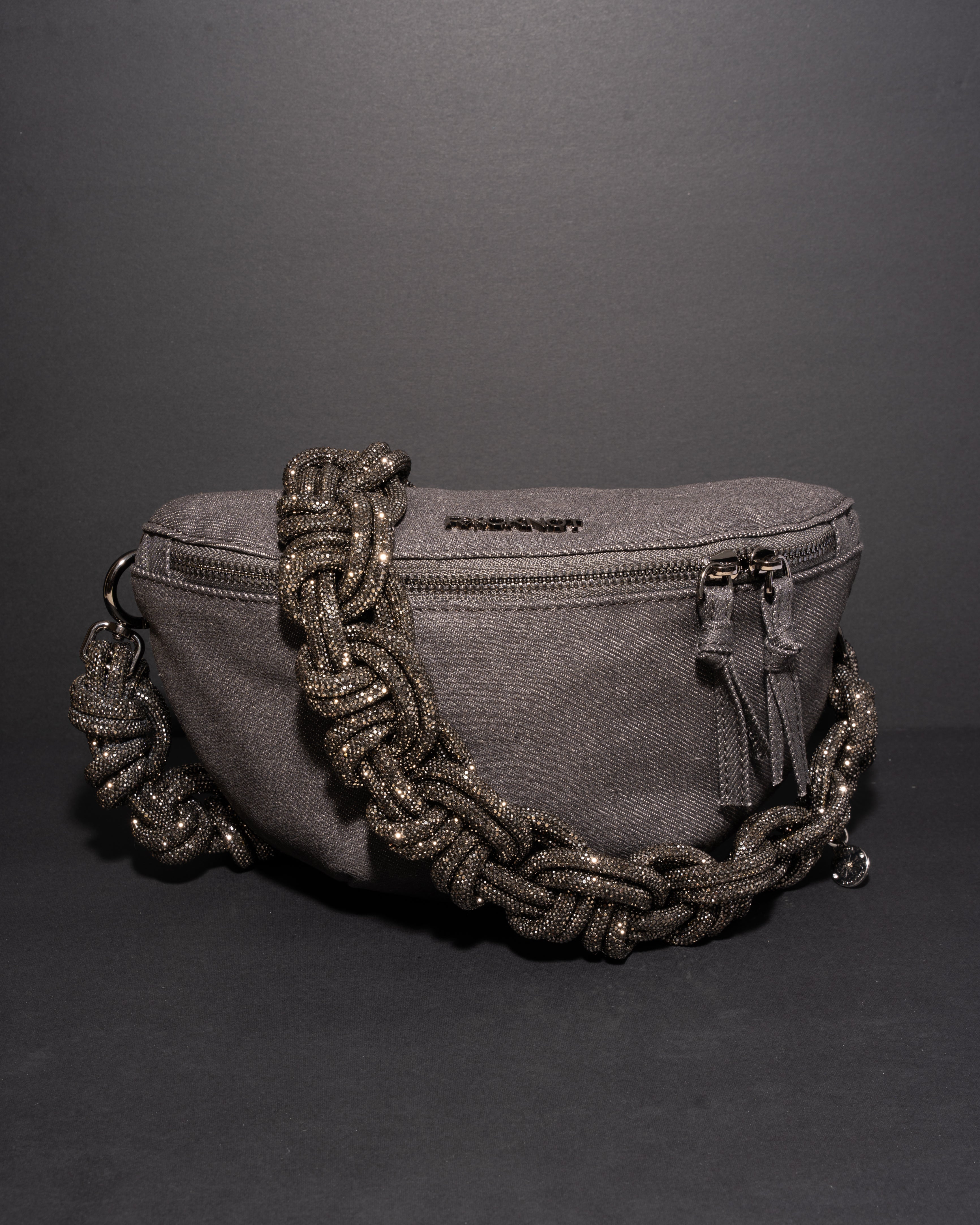 CHARCOAL DENIM BELT BAG + MAGNUM CROWN STRAP - Gunmetal