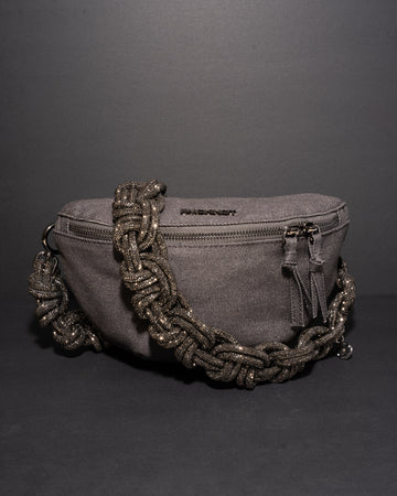 CHARCOAL DENIM BELT BAG + MAGNUM CROWN STRAP - Gunmetal