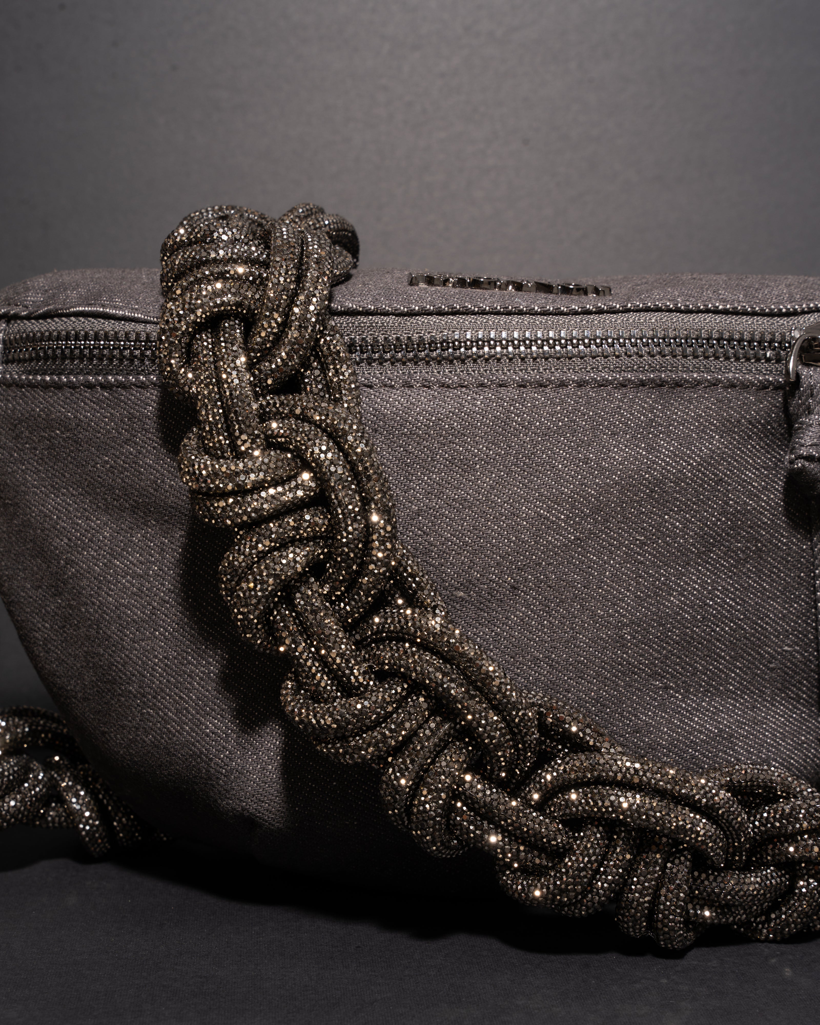 CHARCOAL DENIM BELT BAG + MAGNUM CROWN STRAP - Gunmetal