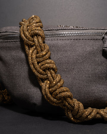 CHARCOAL DENIM BELT BAG + MAGNUM CROWN STRAP - Antique Gold