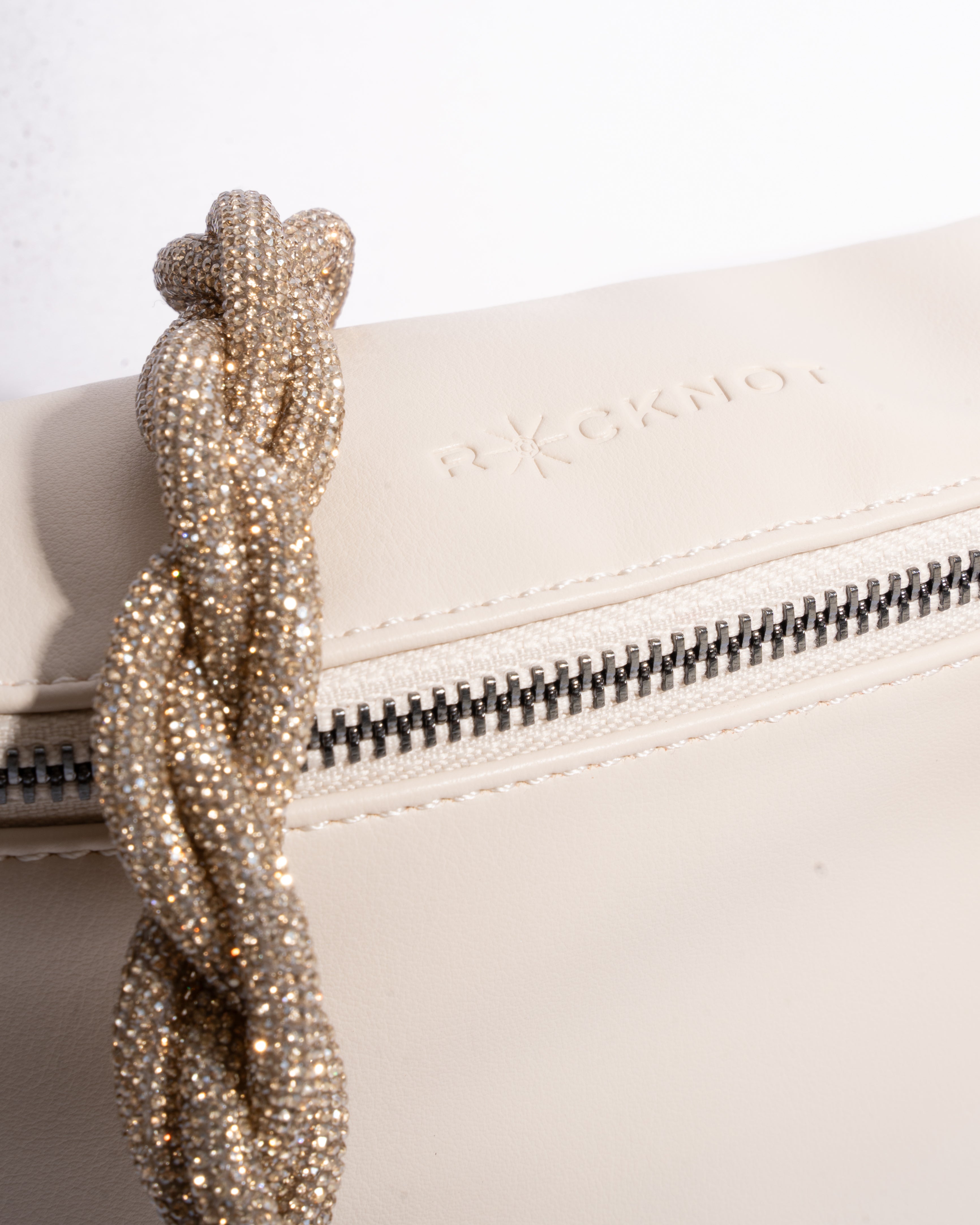 WHITE BELT BAG + CHAIN STRAP - Champagne Bubbles