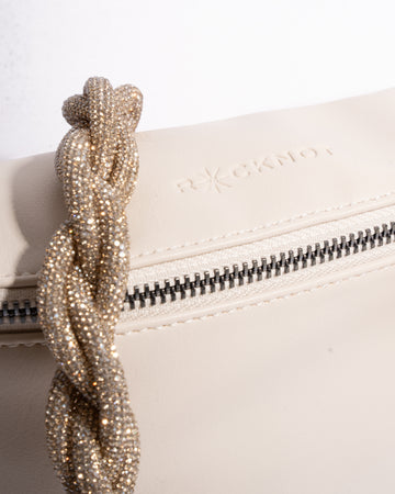 WHITE BELT BAG + CHAIN STRAP - Champagne Bubbles