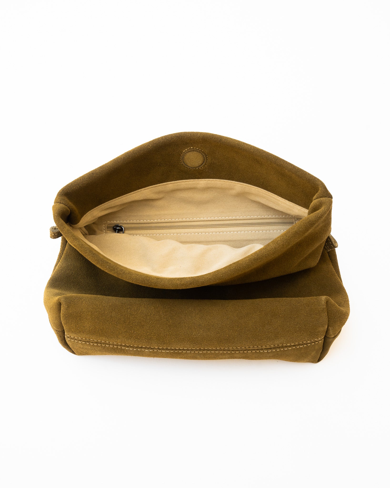 Noa Fold Over - Olive Genuine Suede