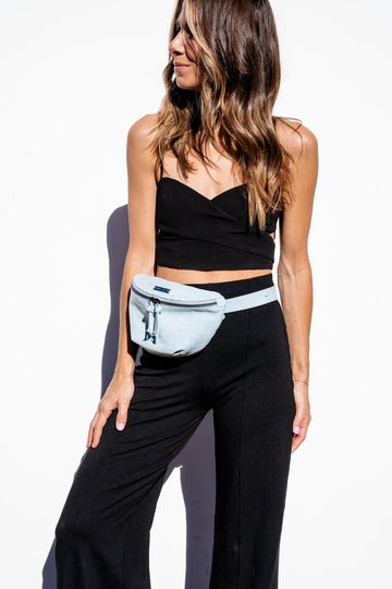 DENIM BELT BAG + LACE STRAP - Crystal