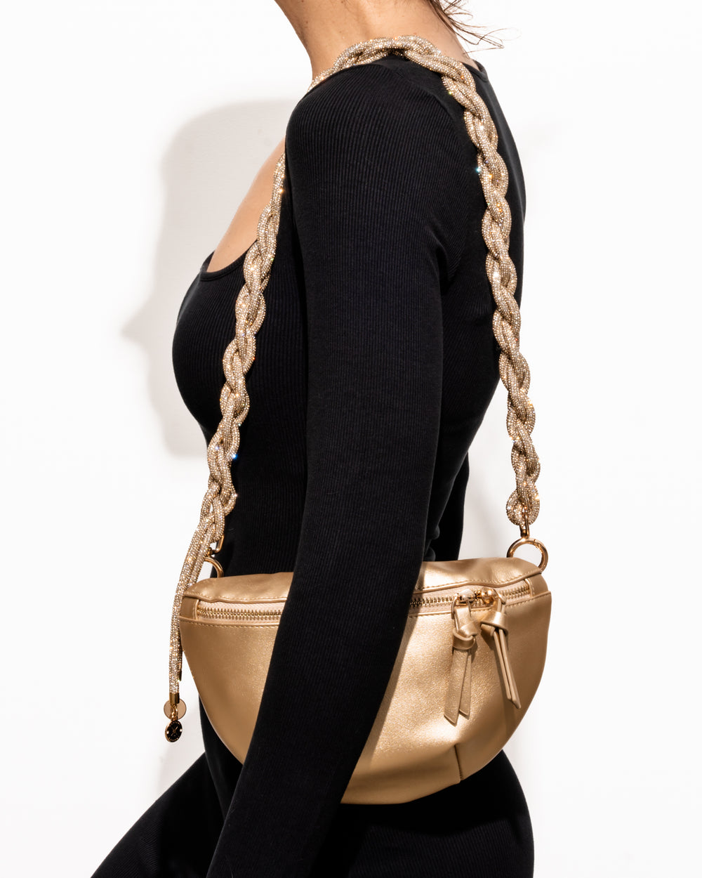 GOLD BELT BAG + CHAIN STRAP - Champagne Bubbles