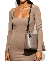 Daniella Large Leather Bag - Grey