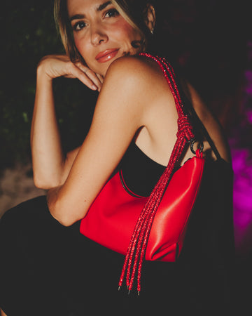 Hezi Leather Shoulder Bag - Scarlet
