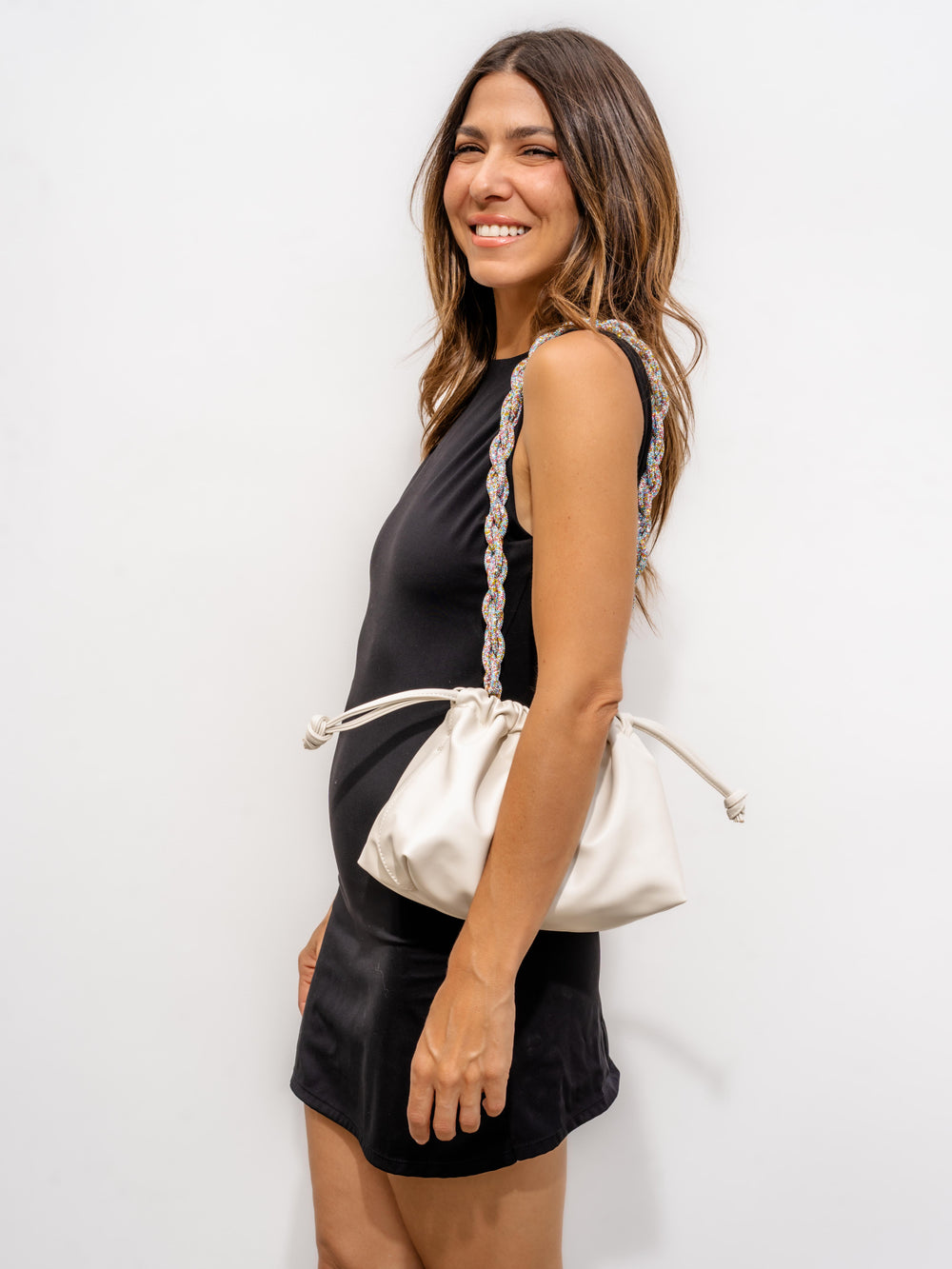 FIA Drawstring Bag - Off White Vegan Leather