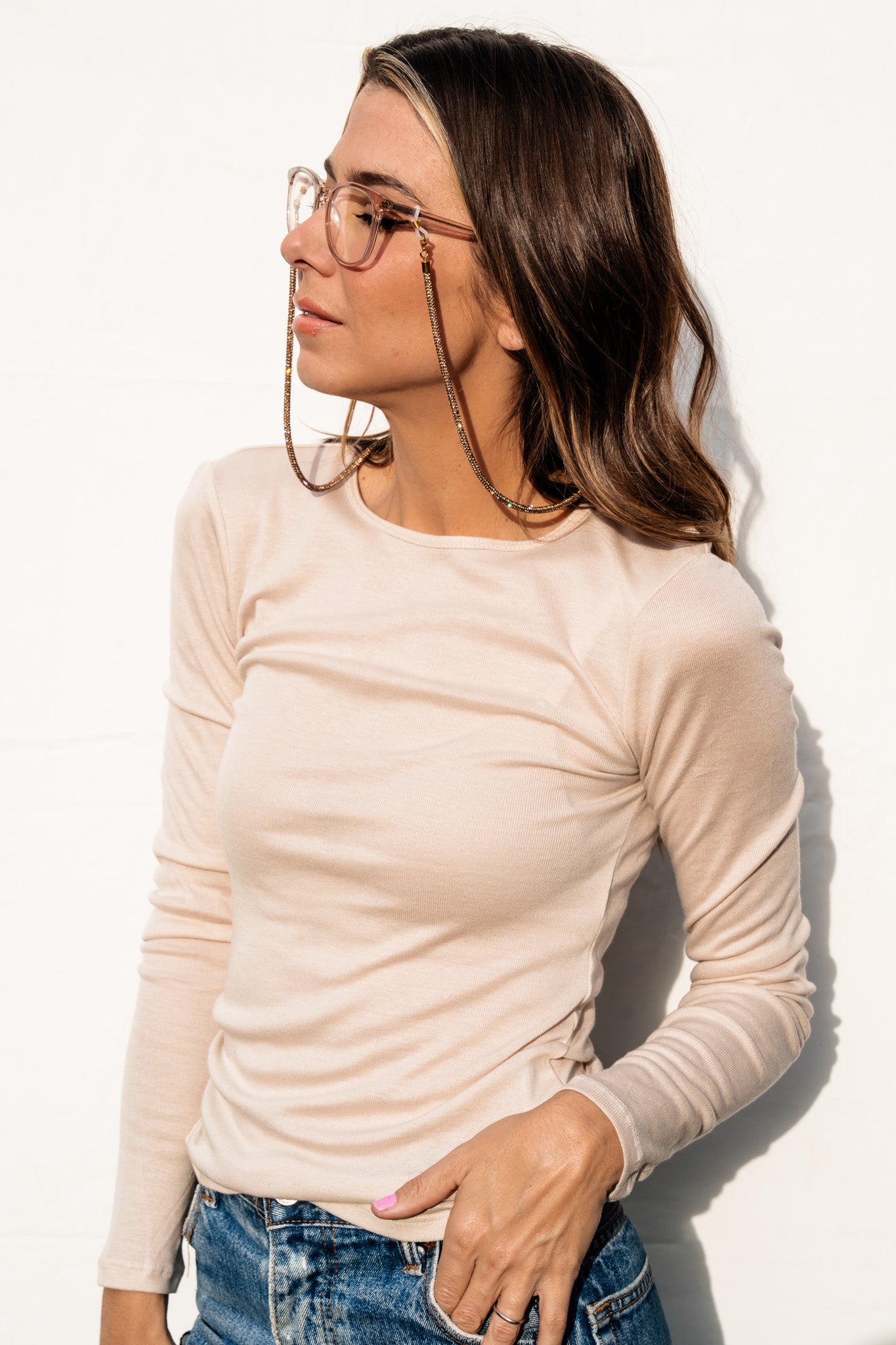 2-in-1 Sunglass Chain / Necklace - Light Gold