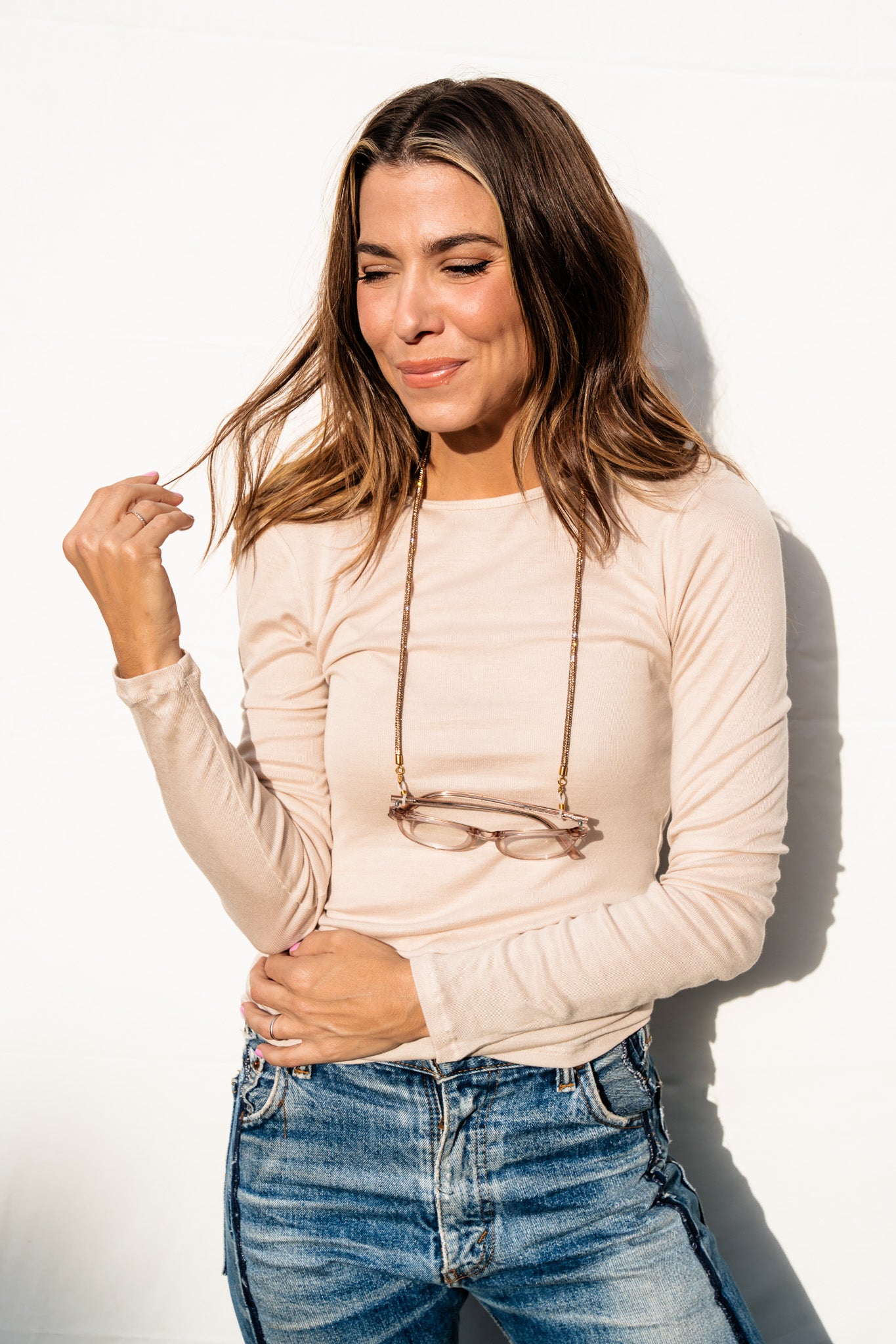 2-in-1 Sunglass Chain / Necklace - Light Gold