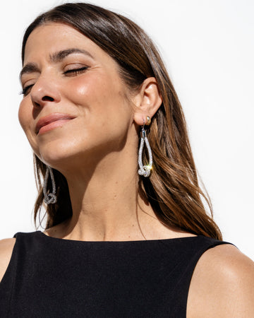 Feather Drop Earrings - Crystal