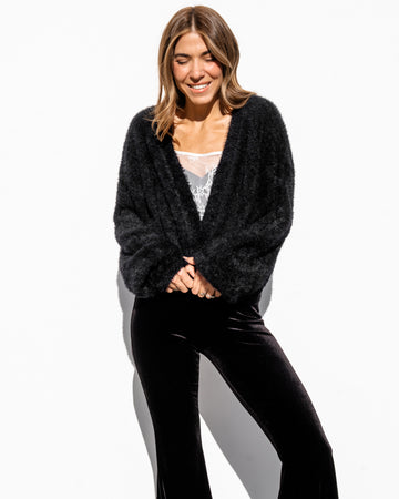 Karina Fuzzy Cardigan - Black