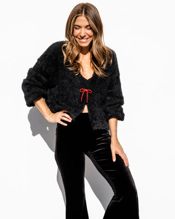 Karina Fuzzy Cardigan - Black